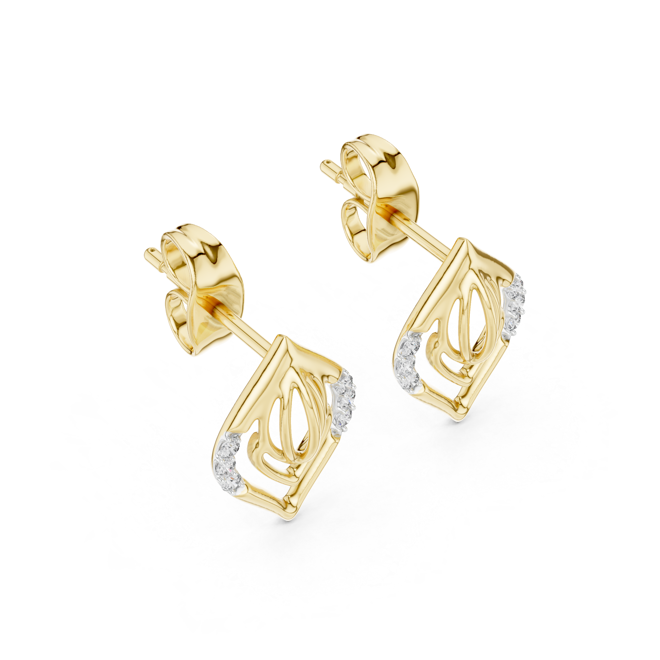 Architectural Leaf Chevron Stud Earrings