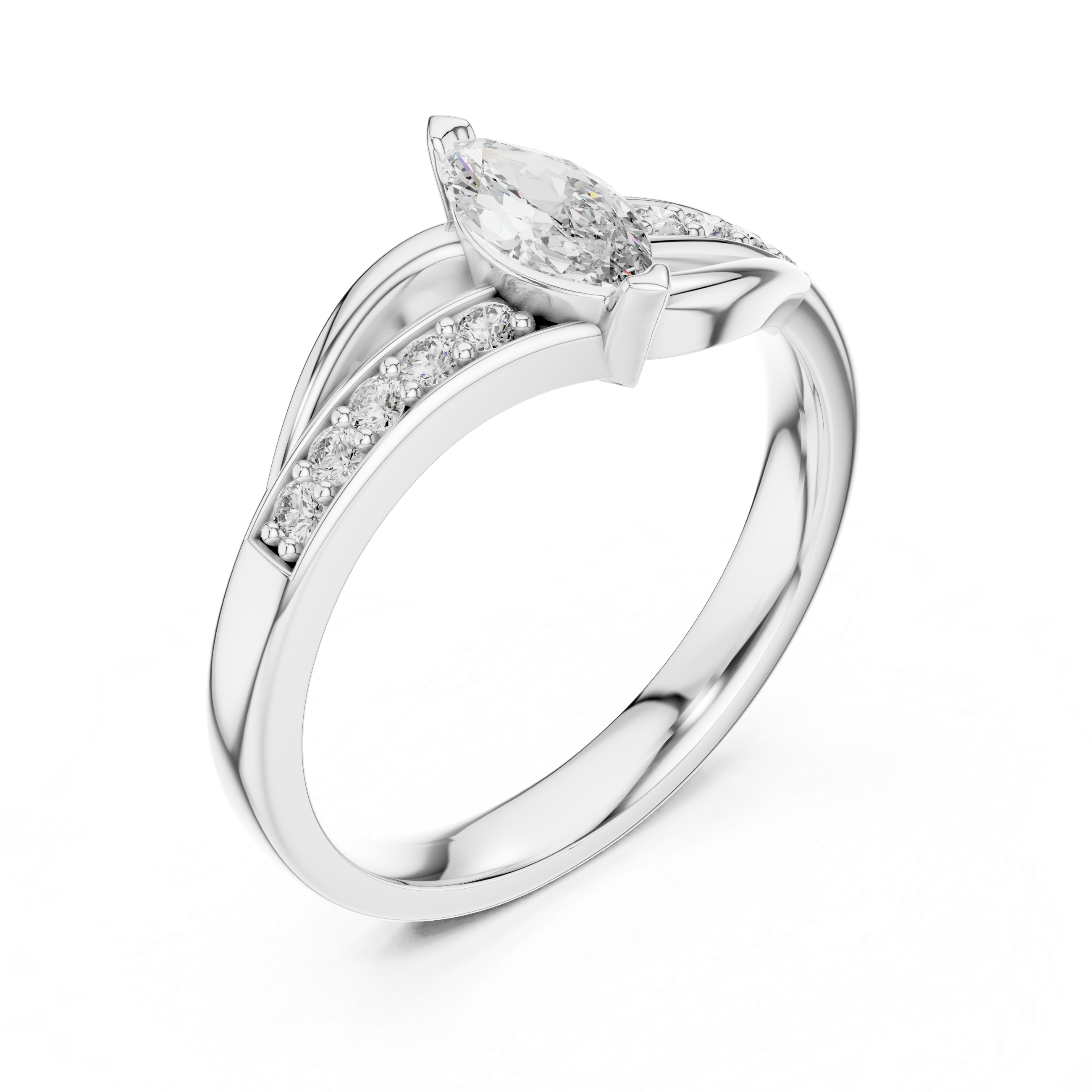 Marquise Cut Diamond Bypass Sweep Ring