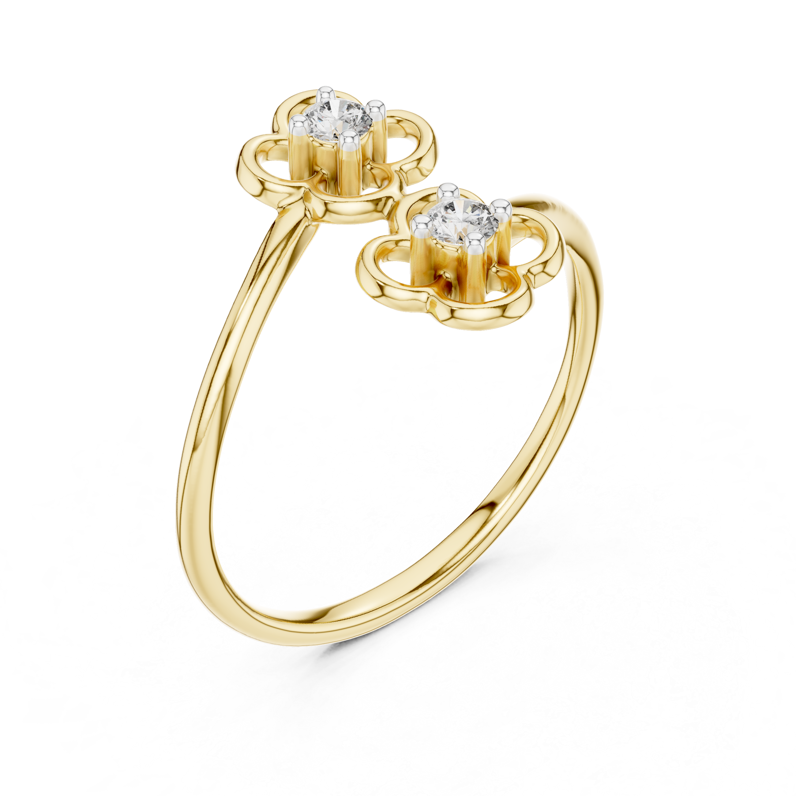 Toi et Moi Floral Open Bypass Ring