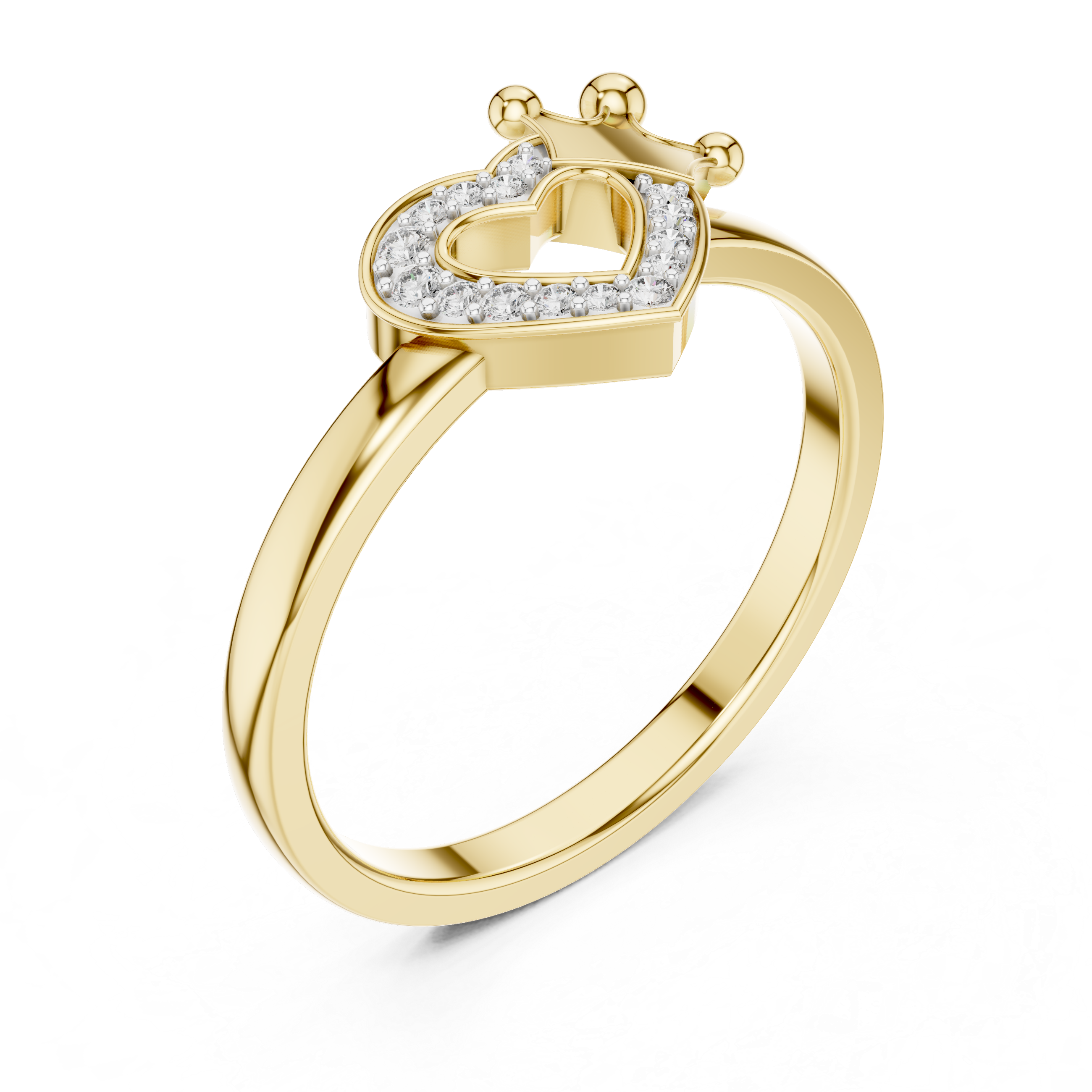 Royal Heart Crown Ring | Tiara Silhouette Bypass Ring