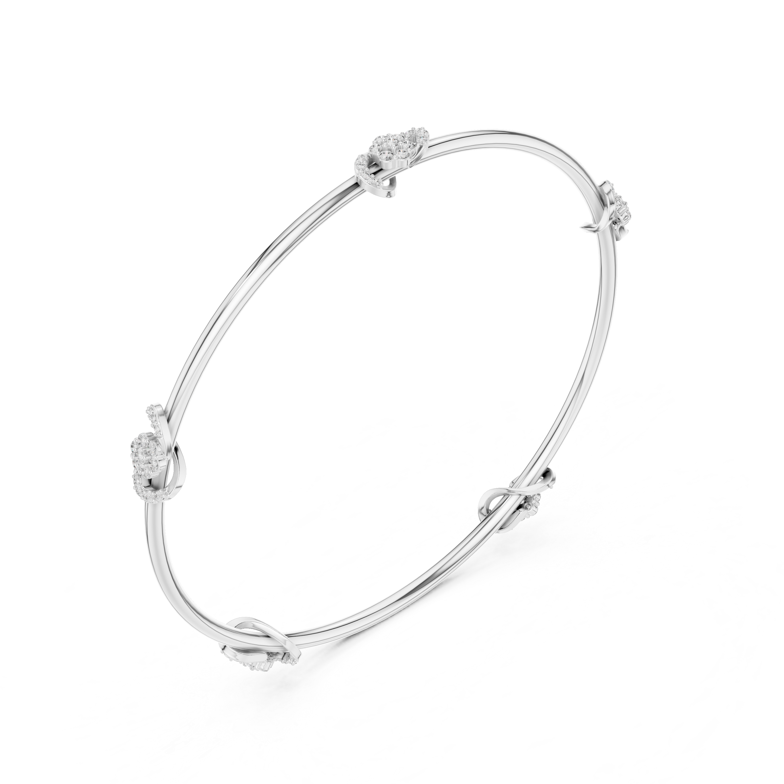 Multi-Station Diamond Flower Knot Station Bangle