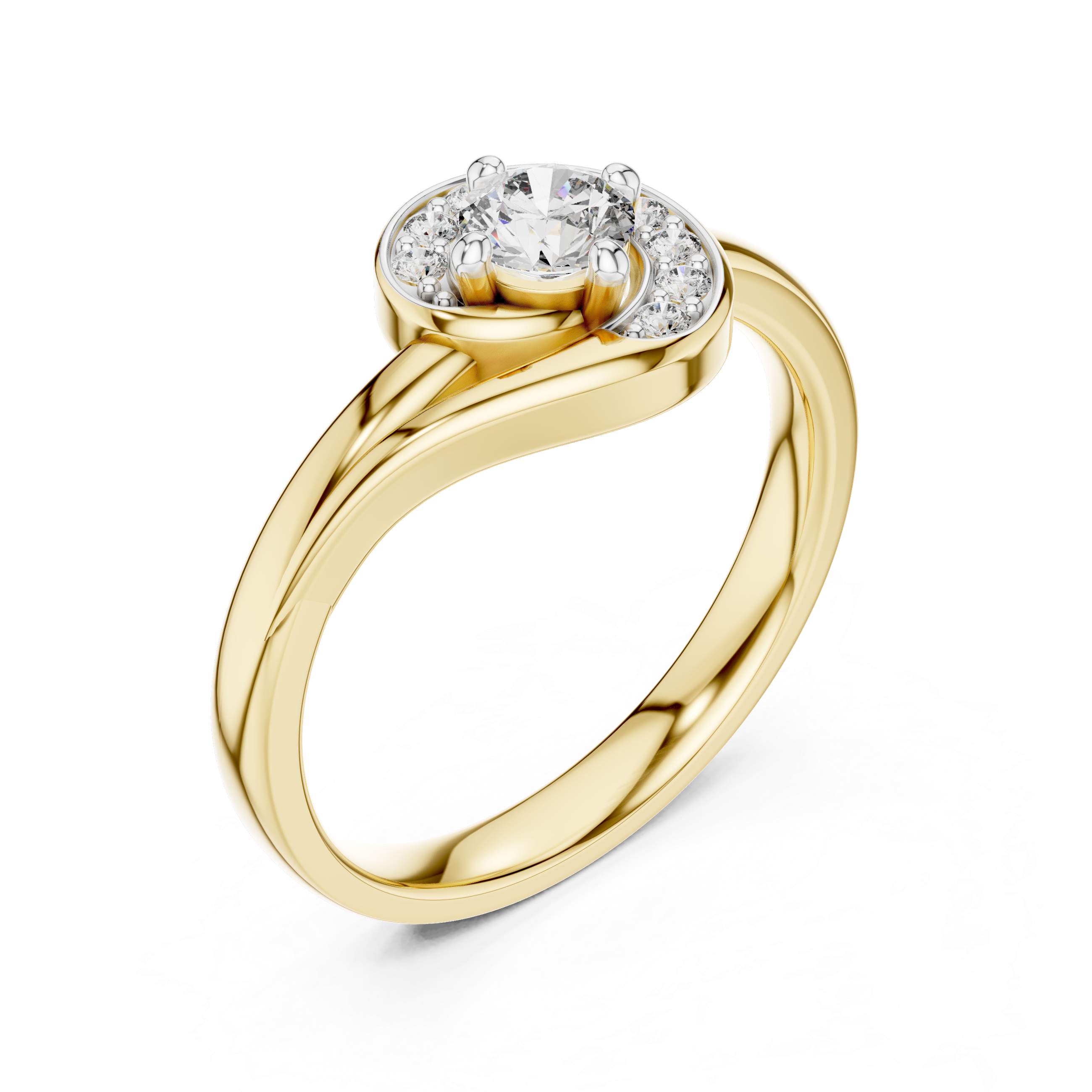Aura Spiral Bypass Round Cut Diamond Ring