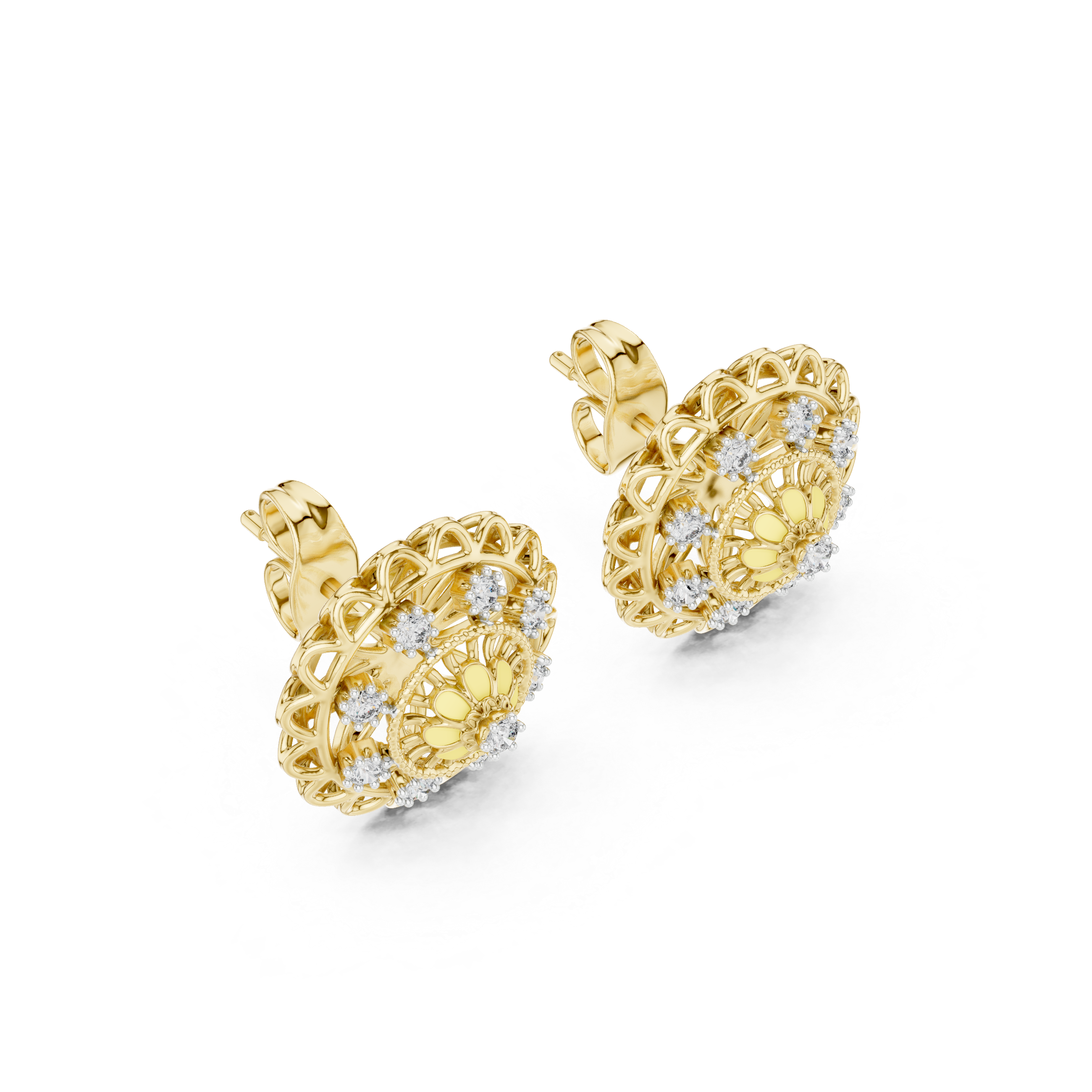 Mandala Floral Blossom Stud Earrings