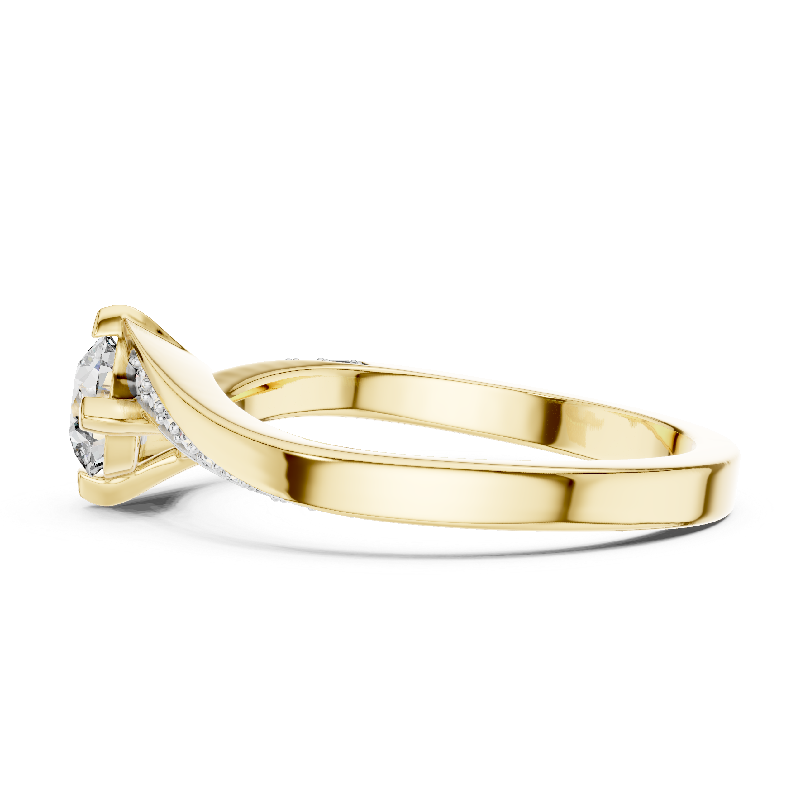Round Brilliant Twisted Bypass Solitaire Ring