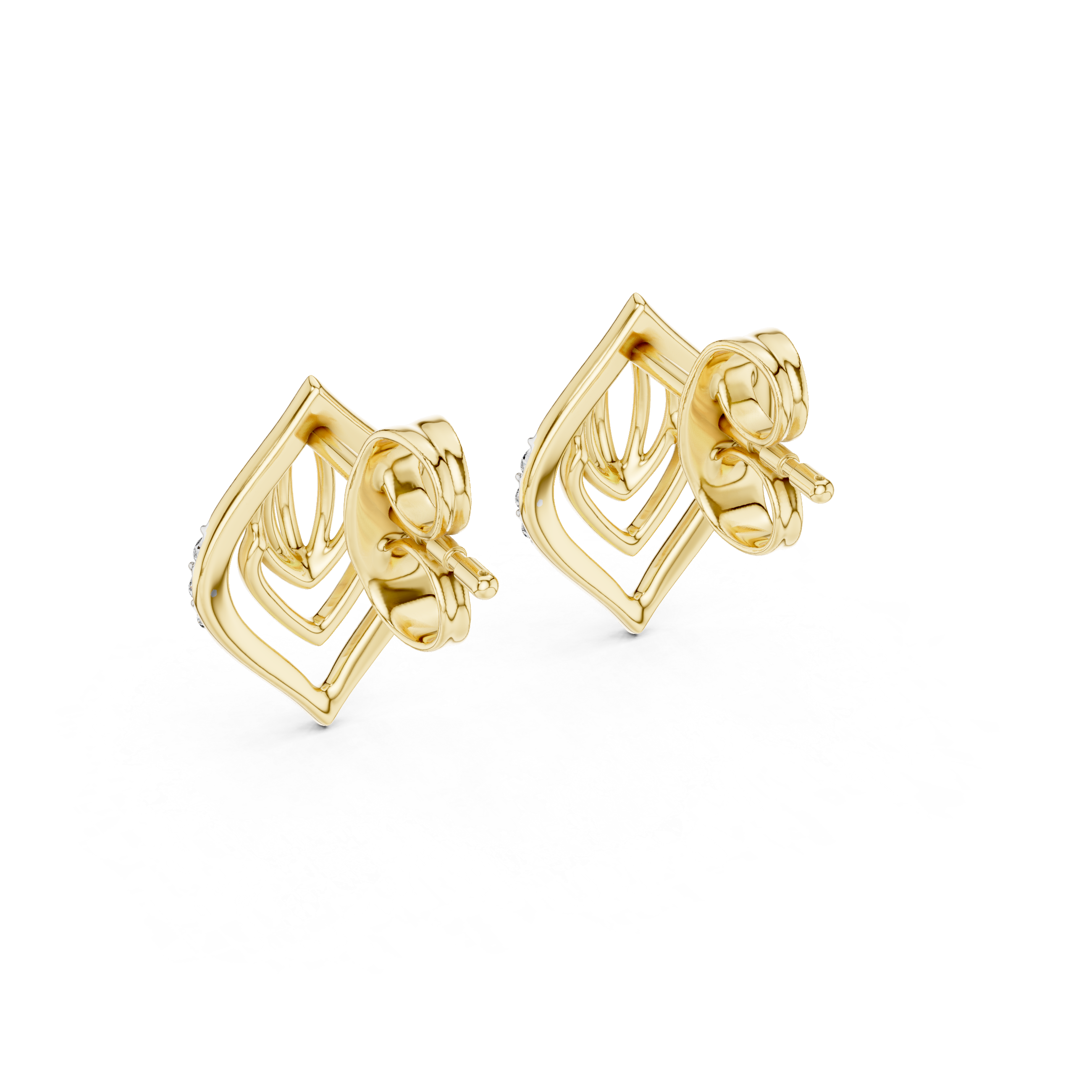 Architectural Leaf Chevron Stud Earrings