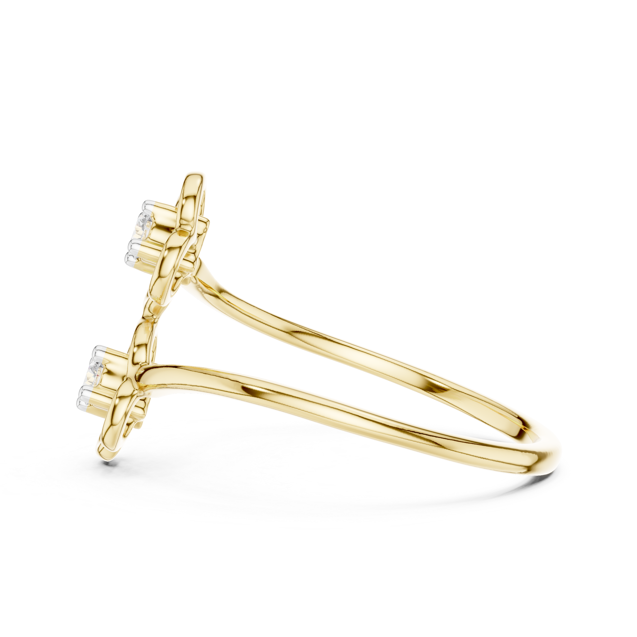 Toi et Moi Floral Open Bypass Ring