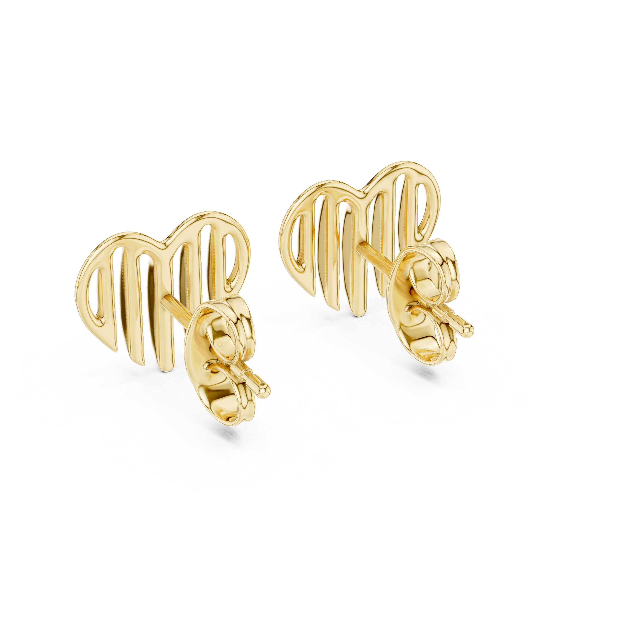 Minimalist Openwork Ribbed Heart Stud Earrings