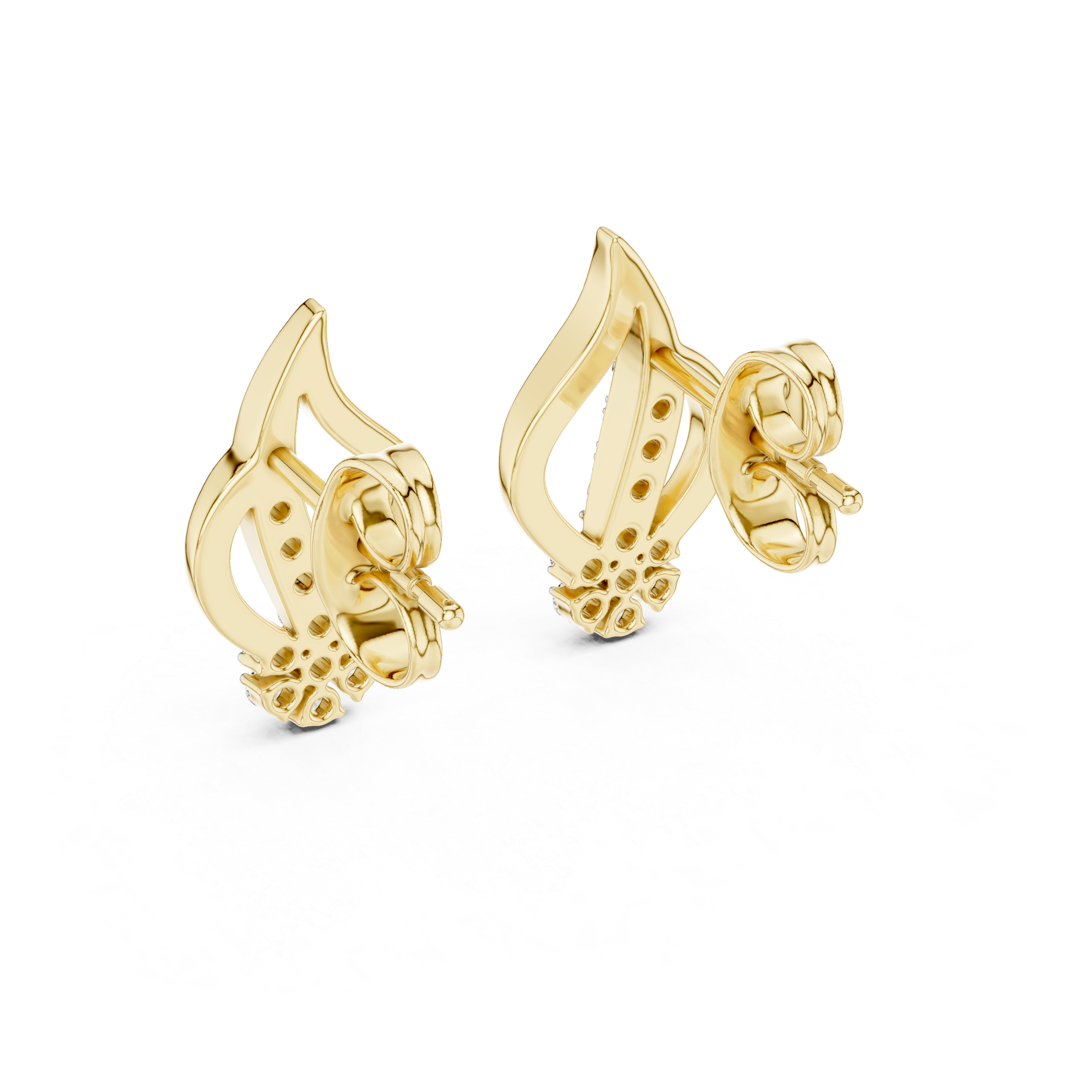 Abstract Wave Flower Stud Earrings