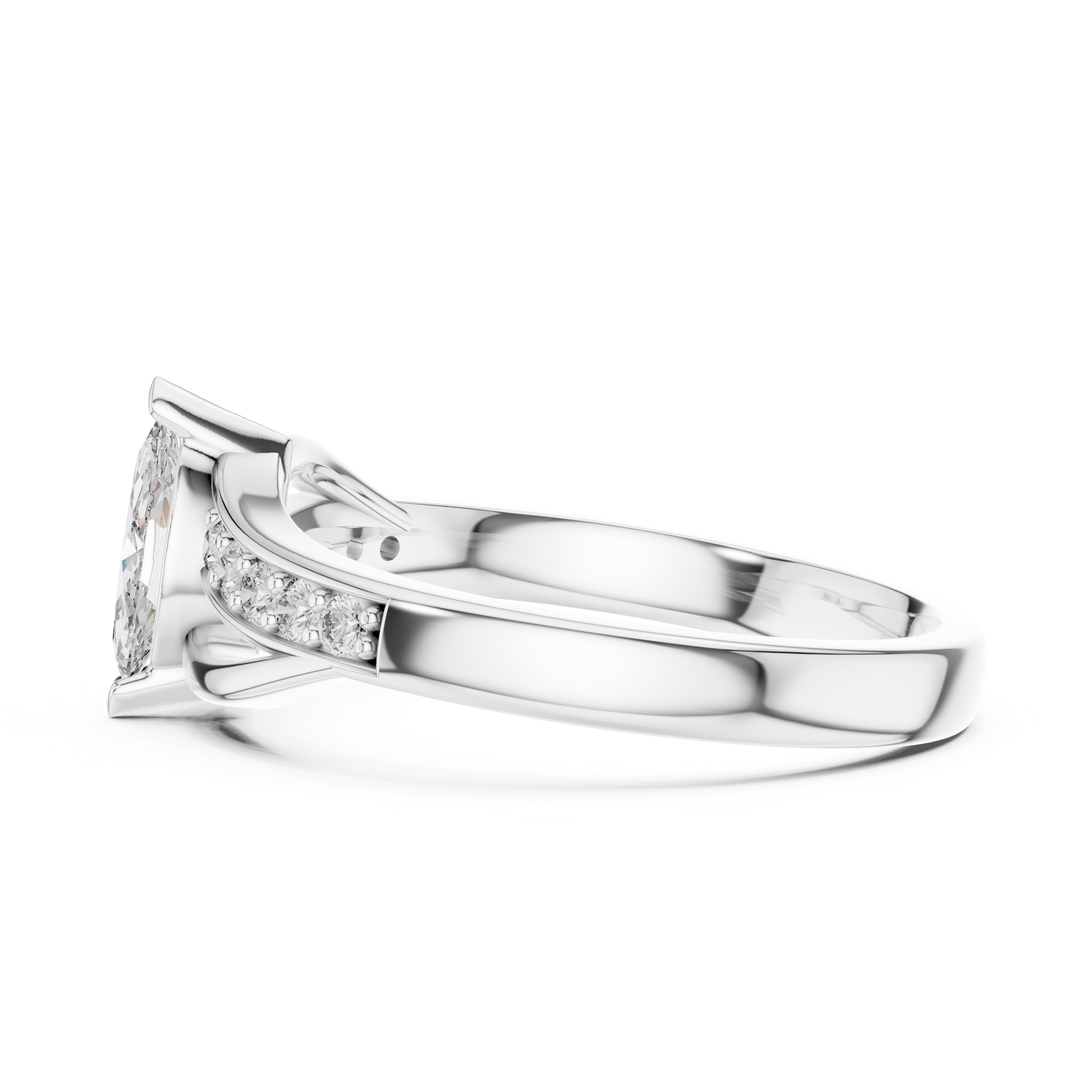Marquise Cut Diamond Bypass Sweep Ring