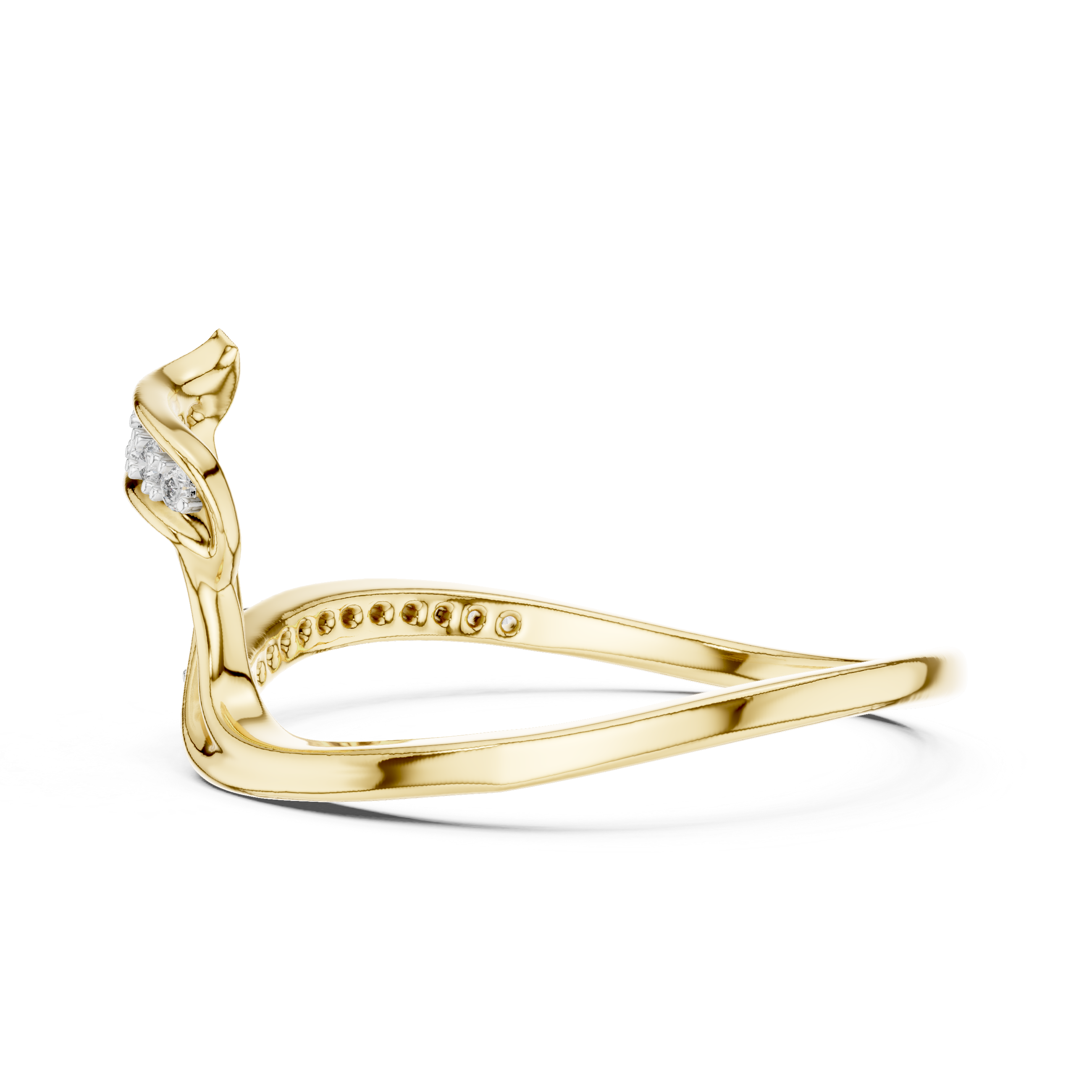 Abstract Wave Floating Diamond Bypass Ring