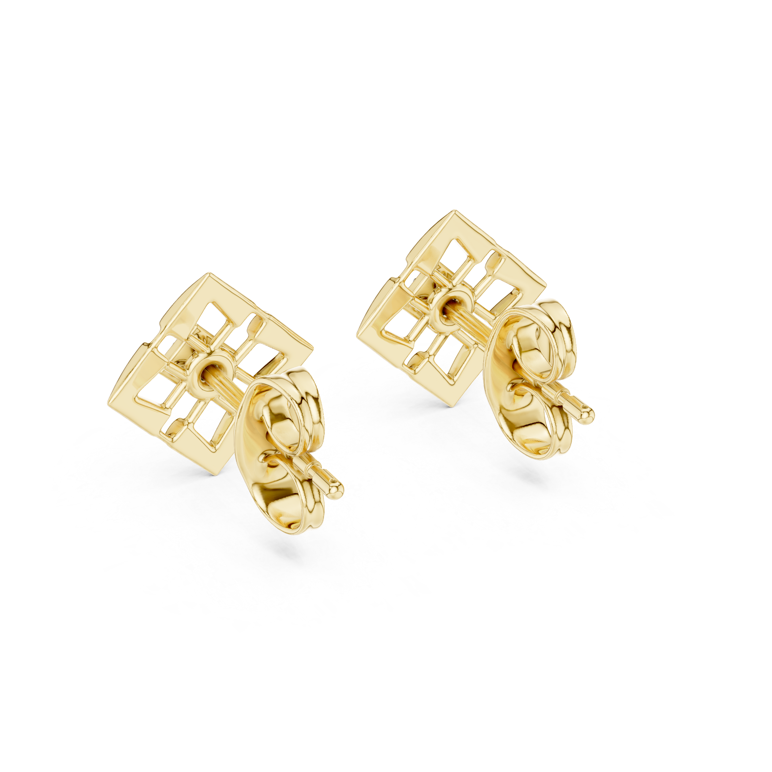 Geometric Lattice Square Stud Earrings