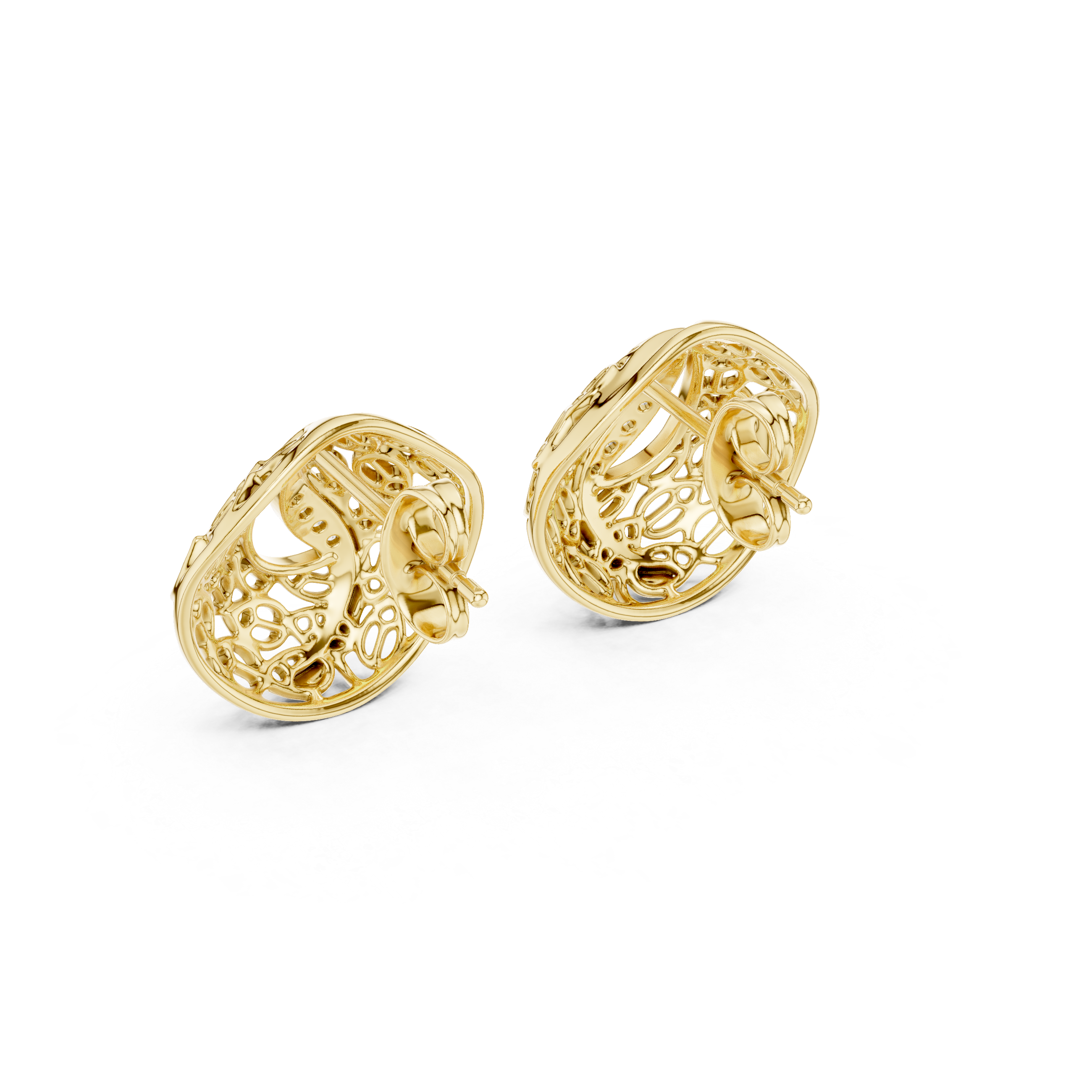 Vintage Openwork Filigree Dome Stud Earrings
