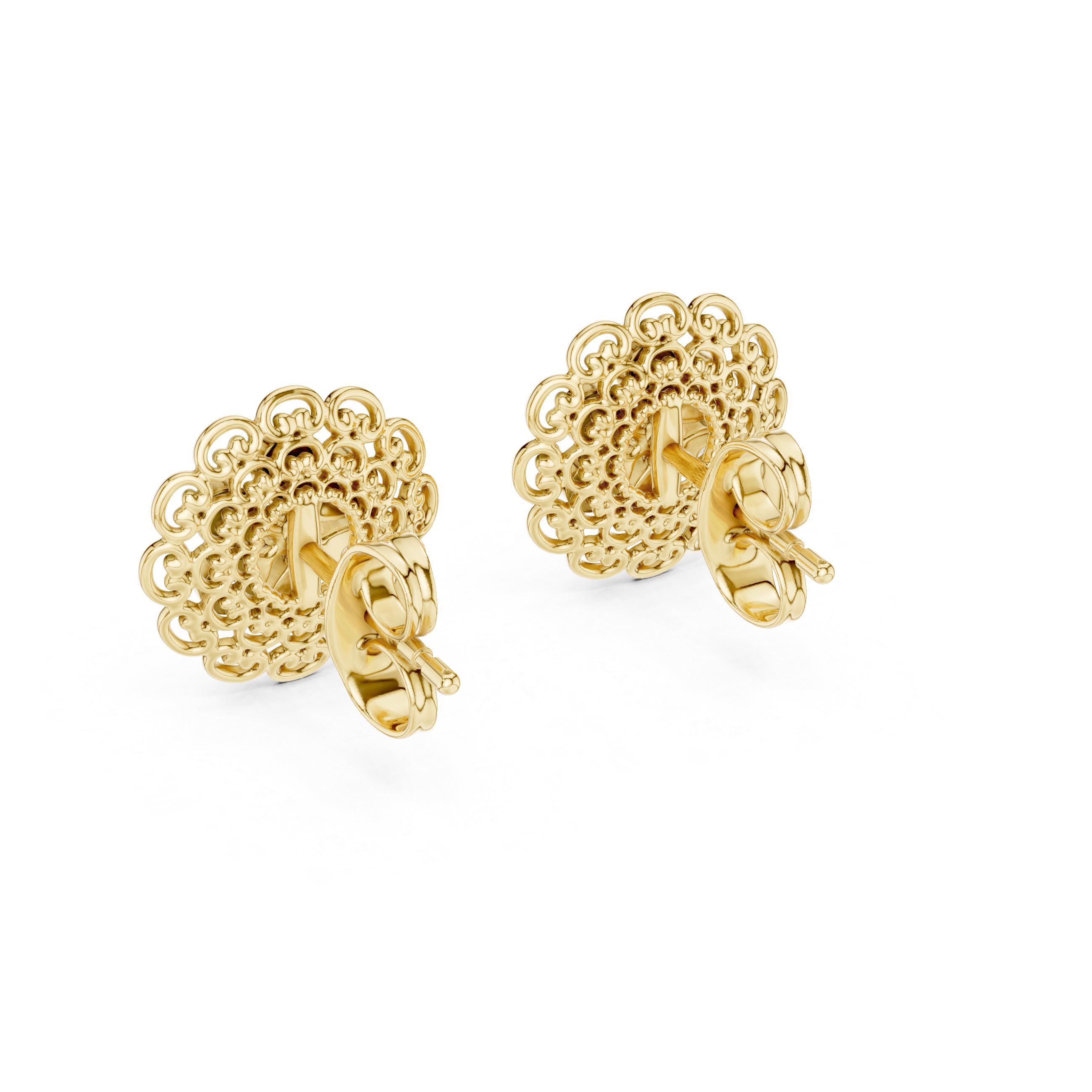 Vintage Filigree Mandala Stud Earrings