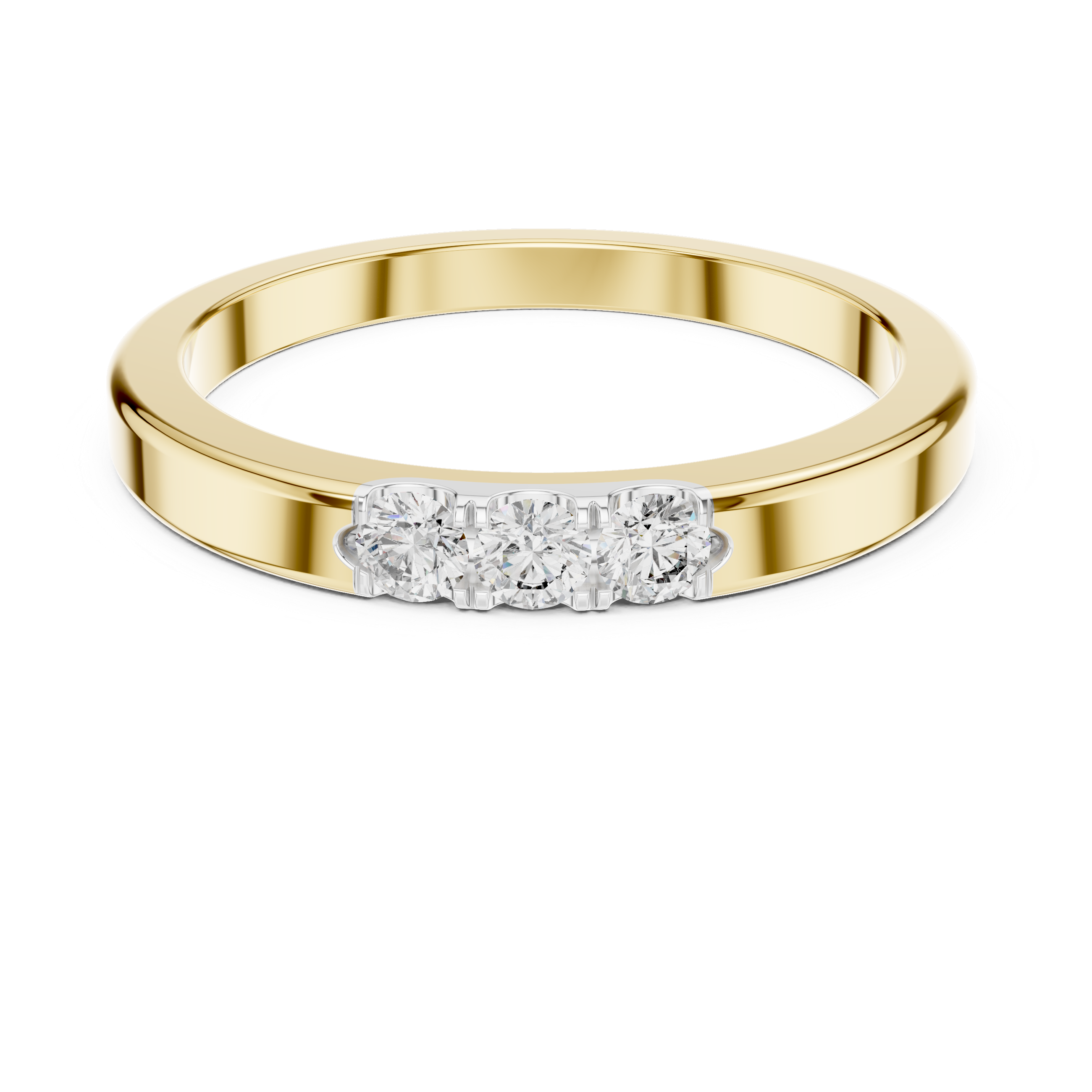 Trilogy Shared-Prong Ring - Three-Stone Diamond Band