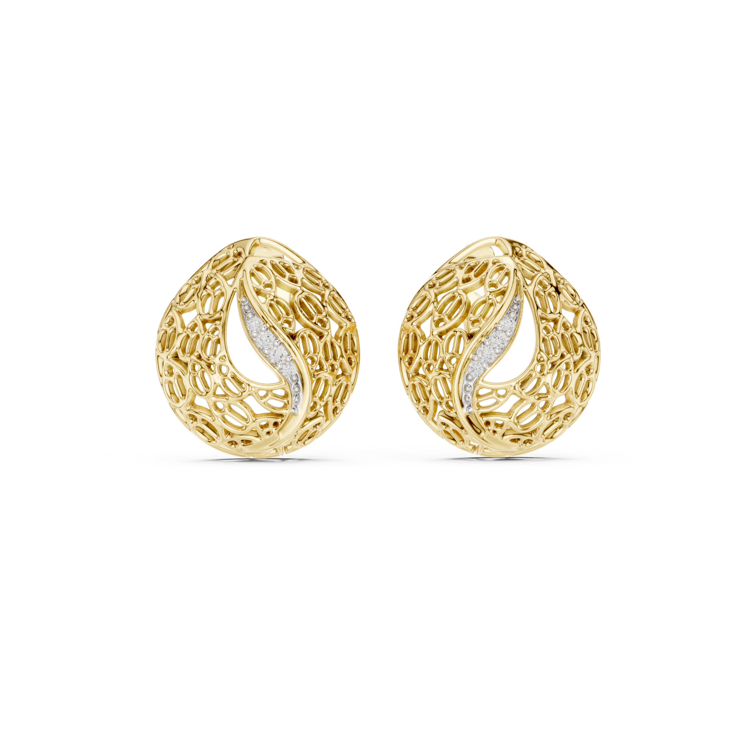 Vintage Openwork Filigree Dome Stud Earrings