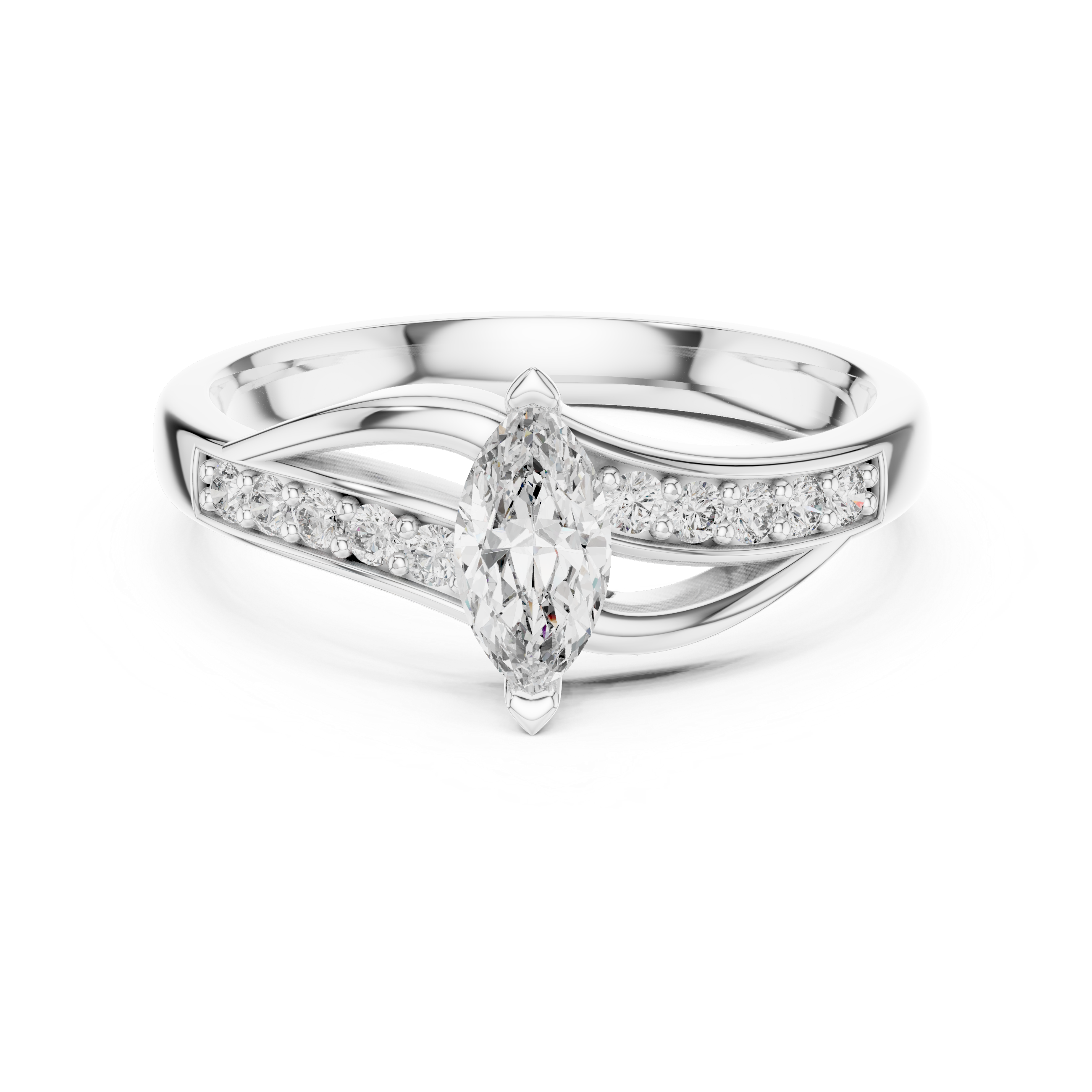 Marquise Cut Diamond Bypass Sweep Ring
