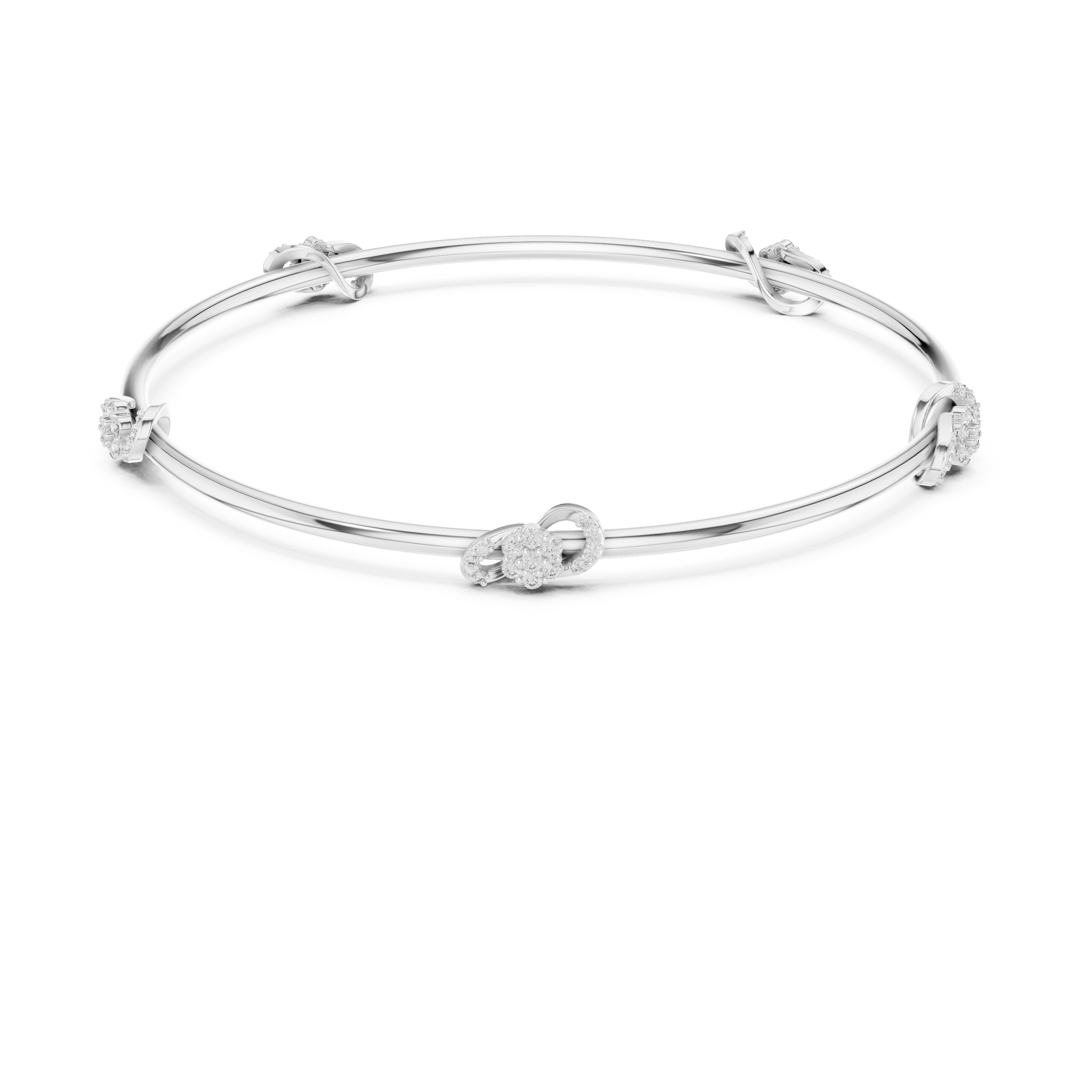 Multi-Station Diamond Flower Knot Station Bangle