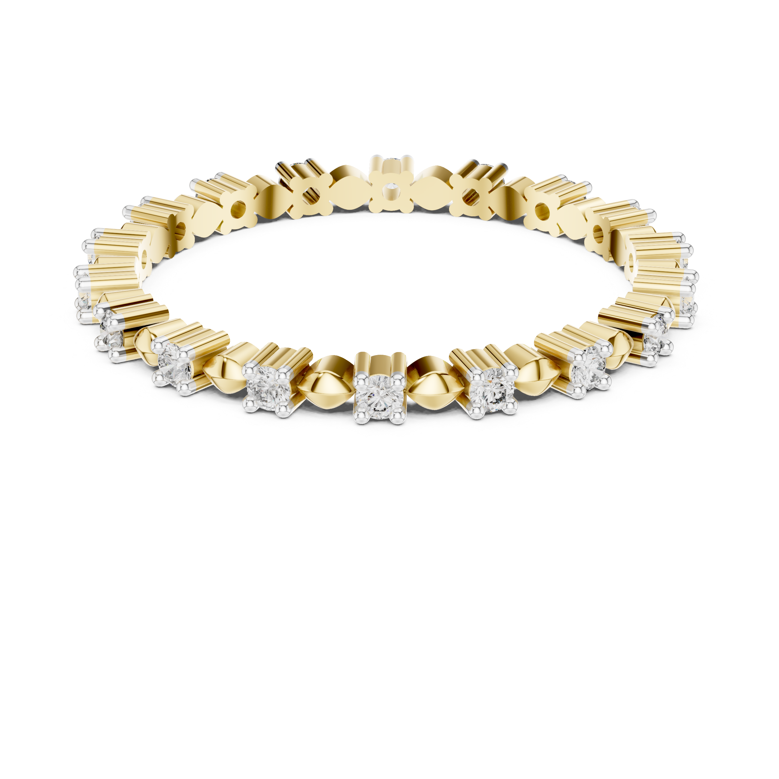 Alternating Marquis Bead & Collet Eternity Band