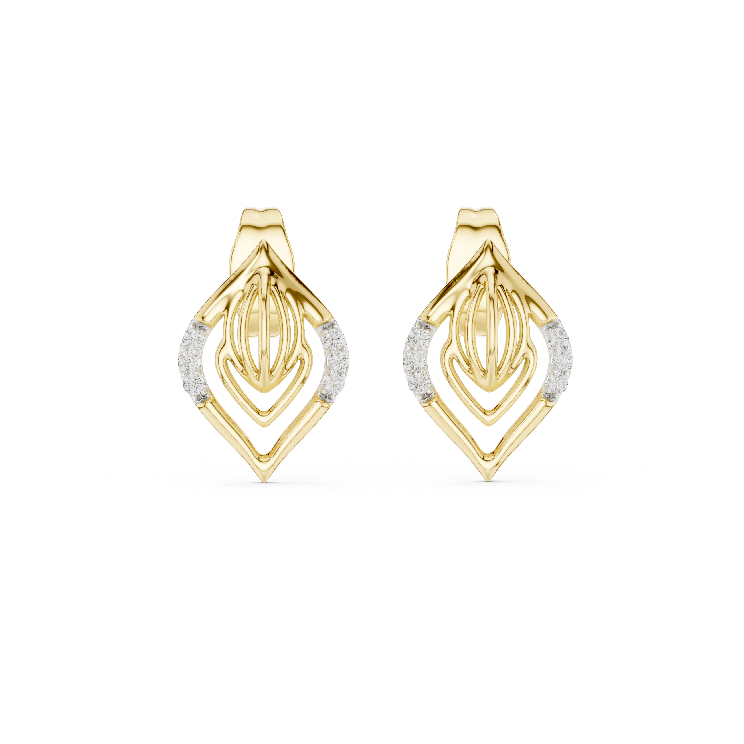 Architectural Leaf Chevron Stud Earrings