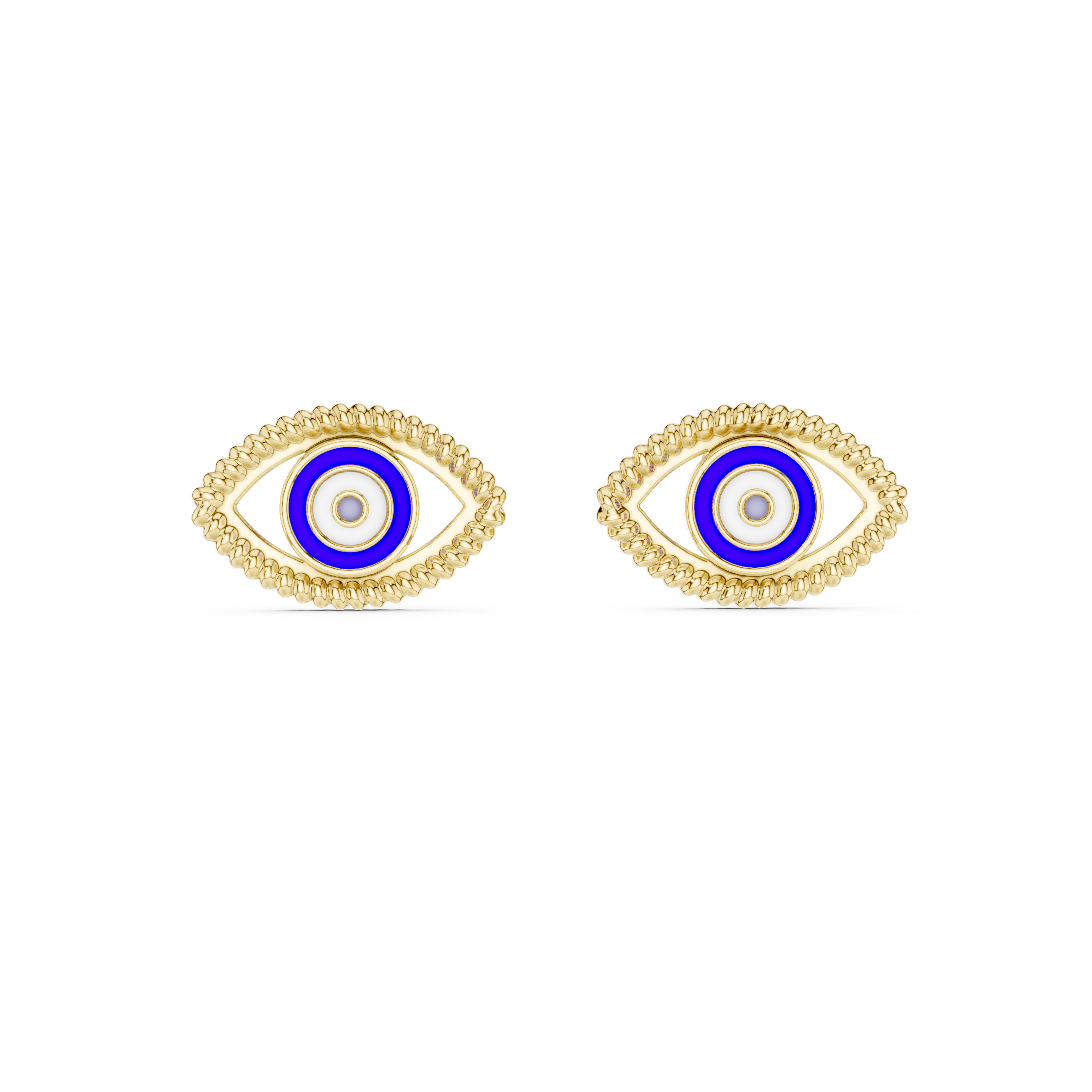 Greek Evil Eye Mediterranean Blue Enamel Stud Earrings
