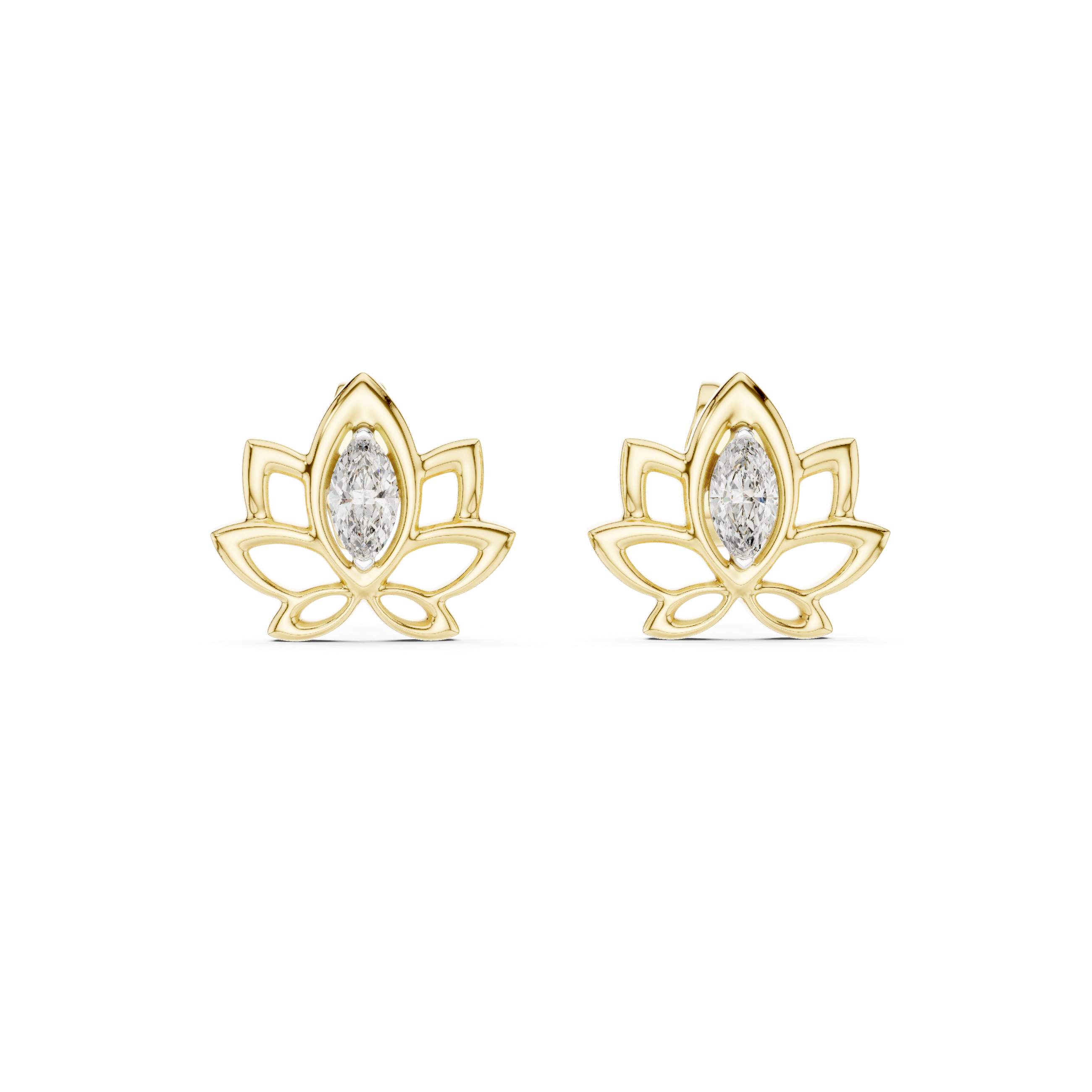 Elegant Lotus Marquise Stud Earrings