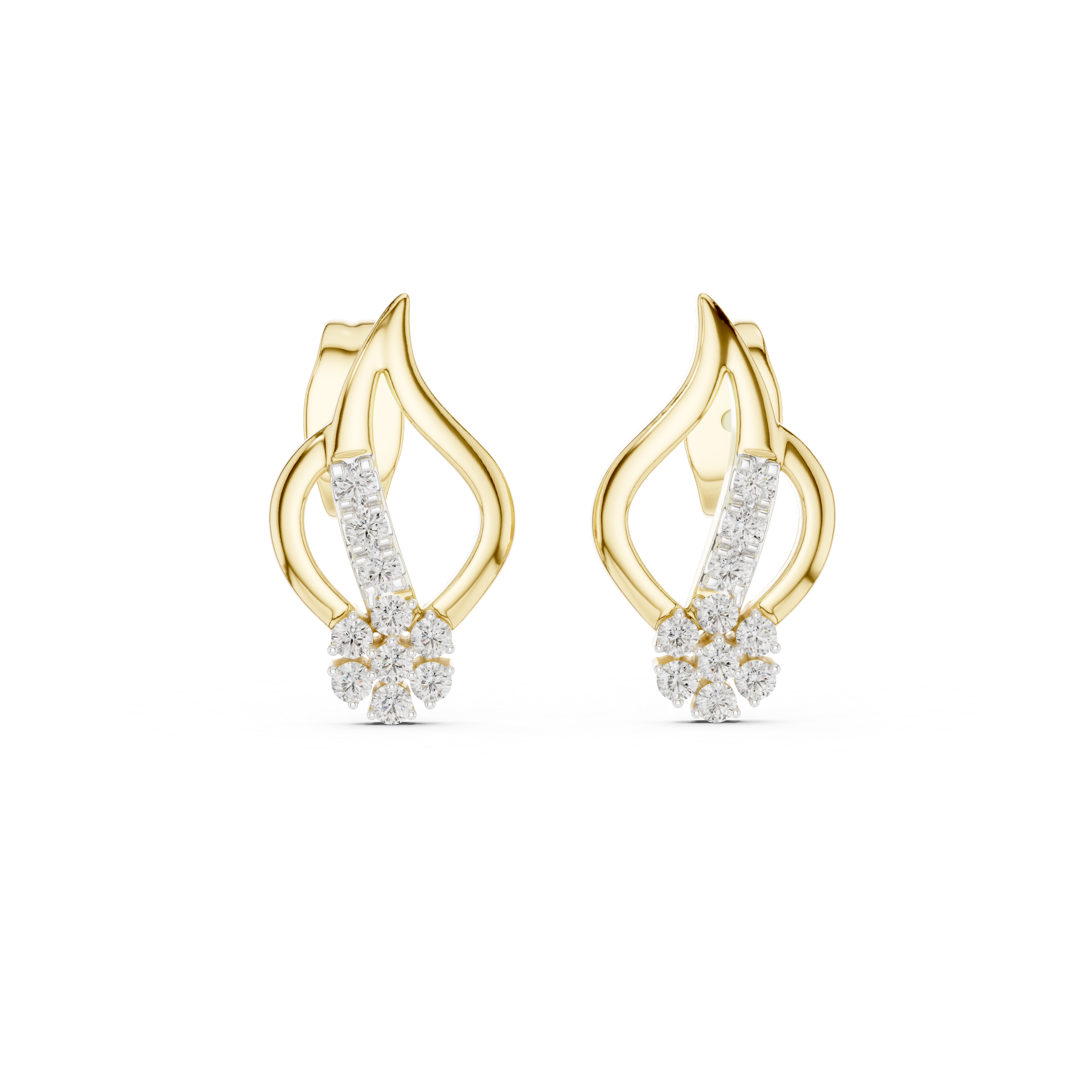 Abstract Wave Flower Stud Earrings