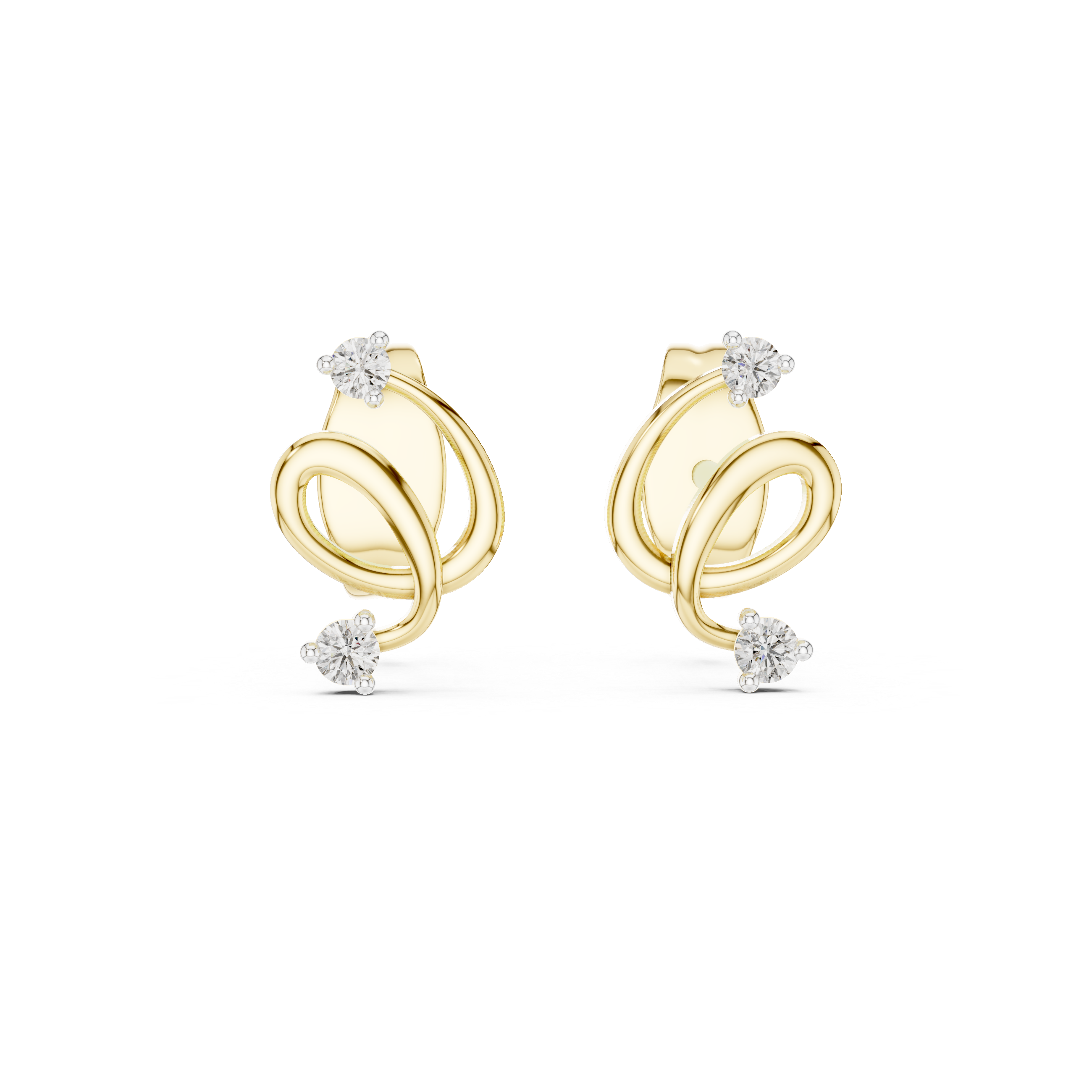 Elegant Spiral Ribbon Stud Earrings
