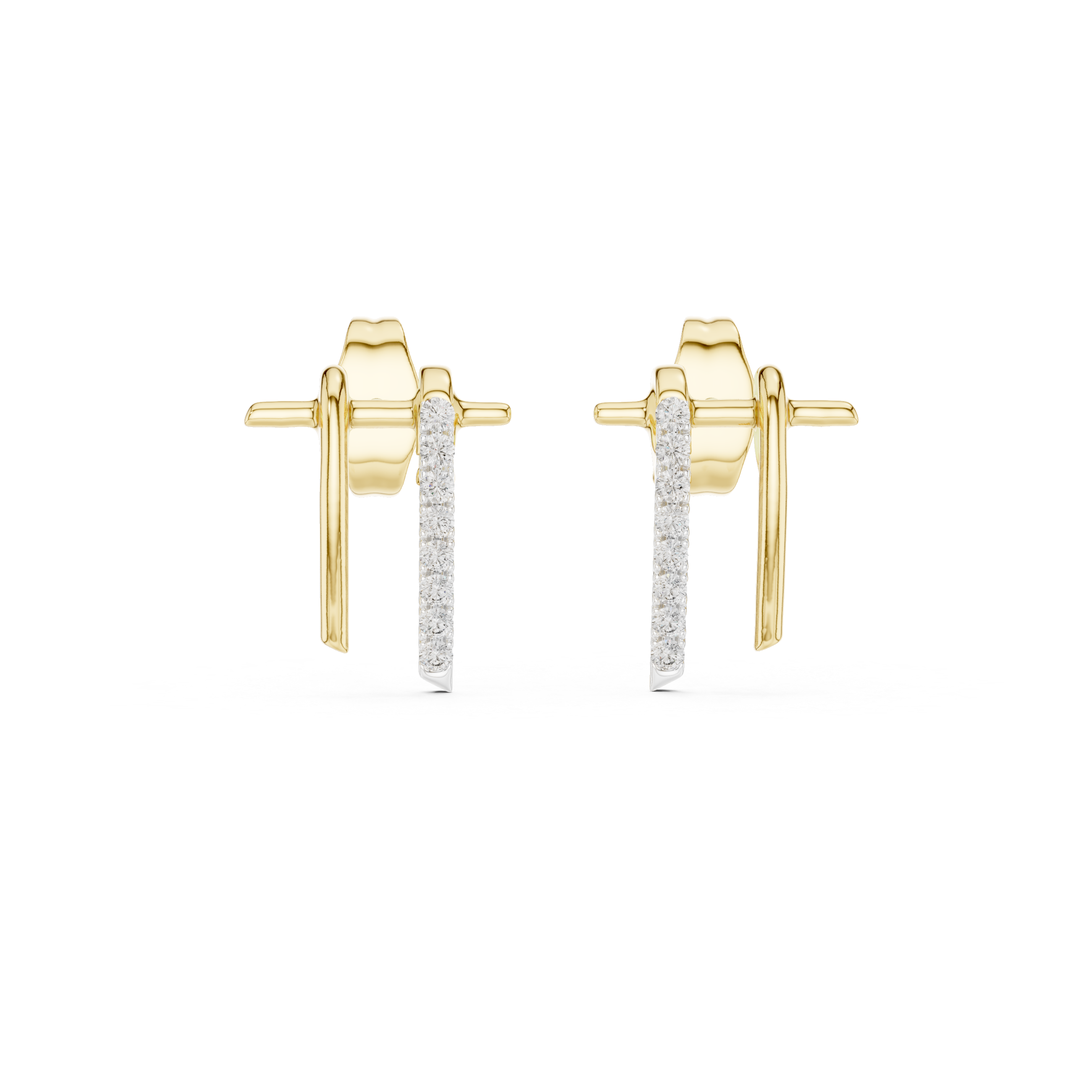 Minimalist Dual-Bar Architectural Stud Earrings