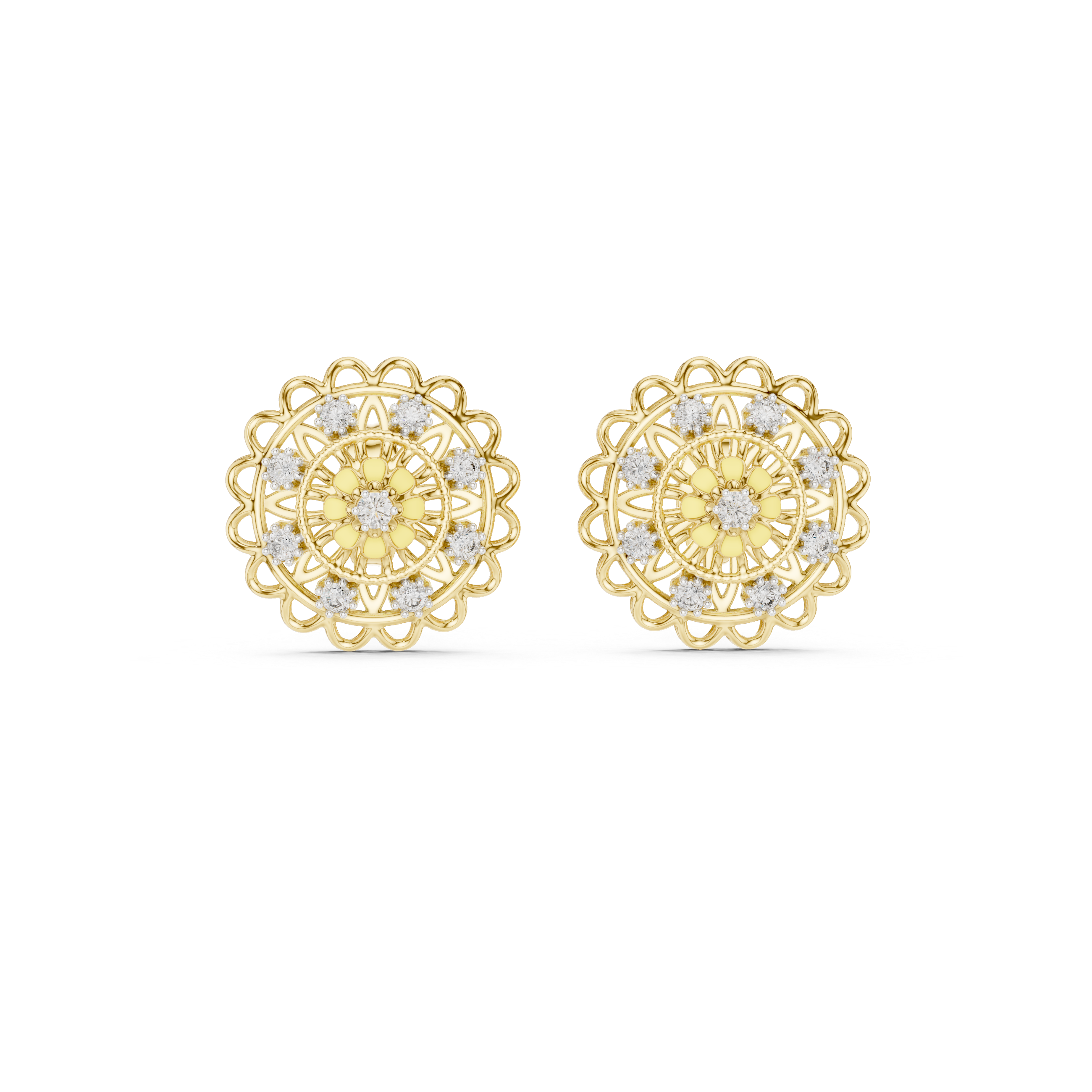 Mandala Floral Blossom Stud Earrings