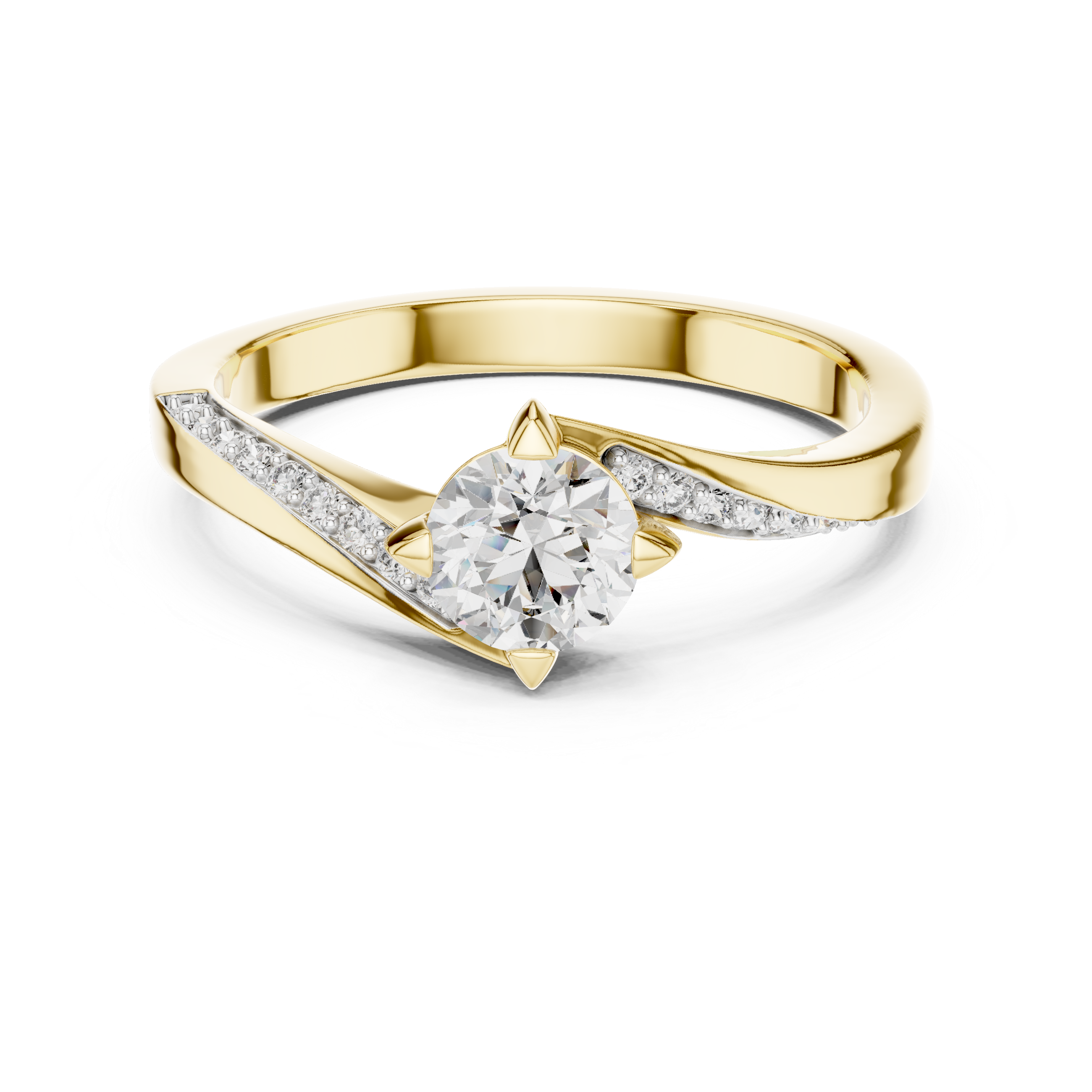 Round Brilliant Twisted Bypass Solitaire Ring