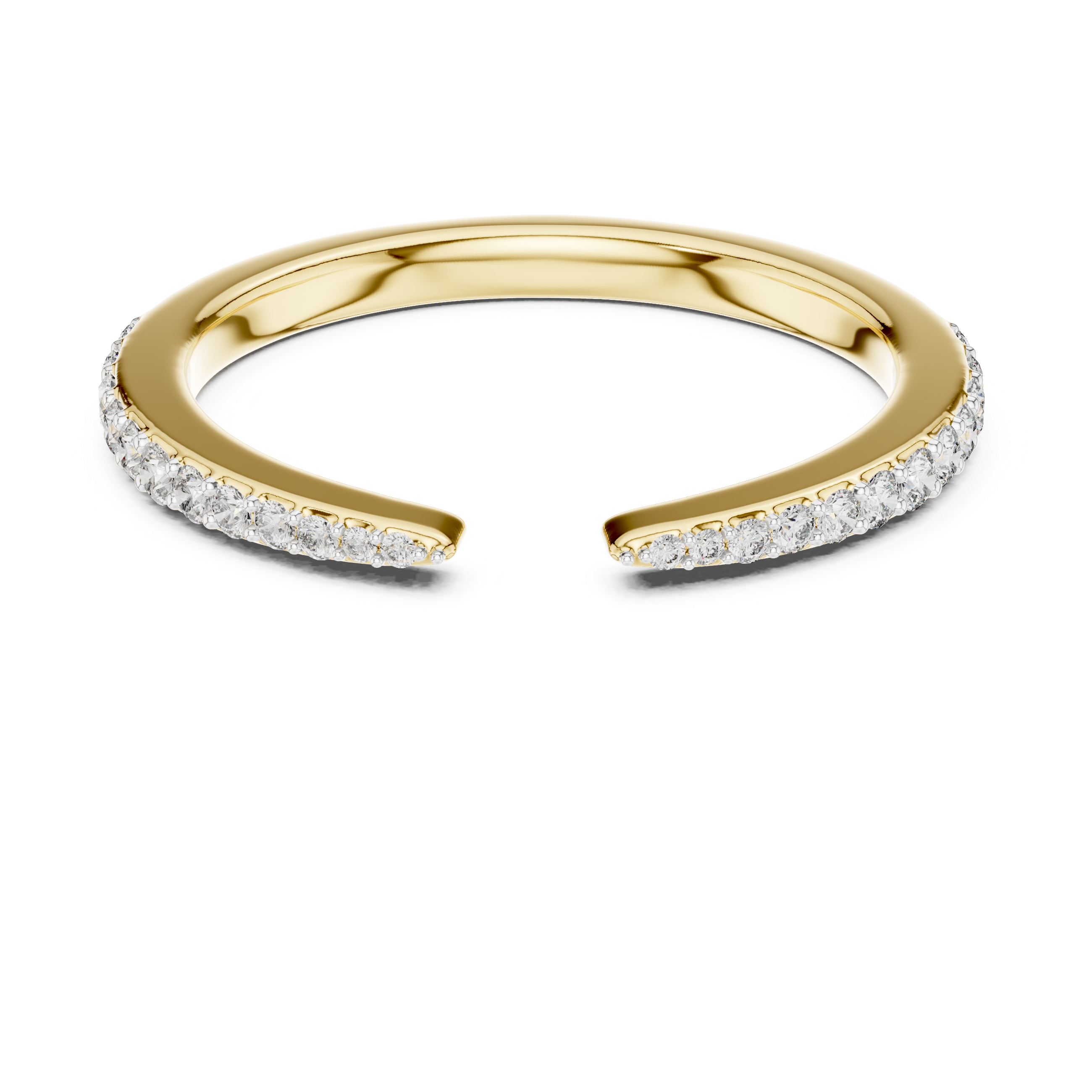 Floating Pave Split Stacking Ring - Open Cuff Diamond
