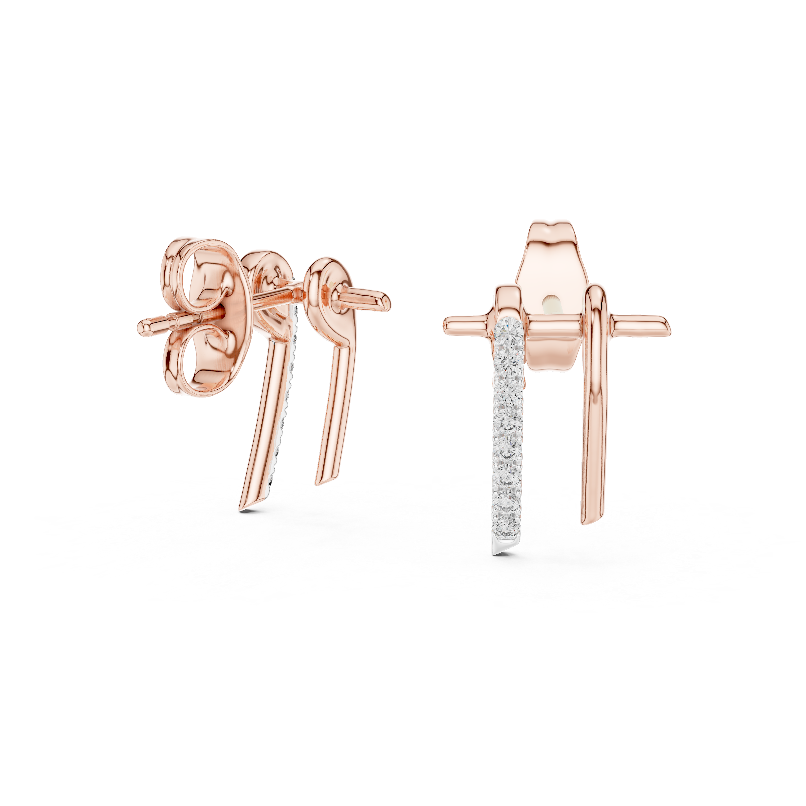 Minimalist Dual-Bar Architectural Stud Earrings