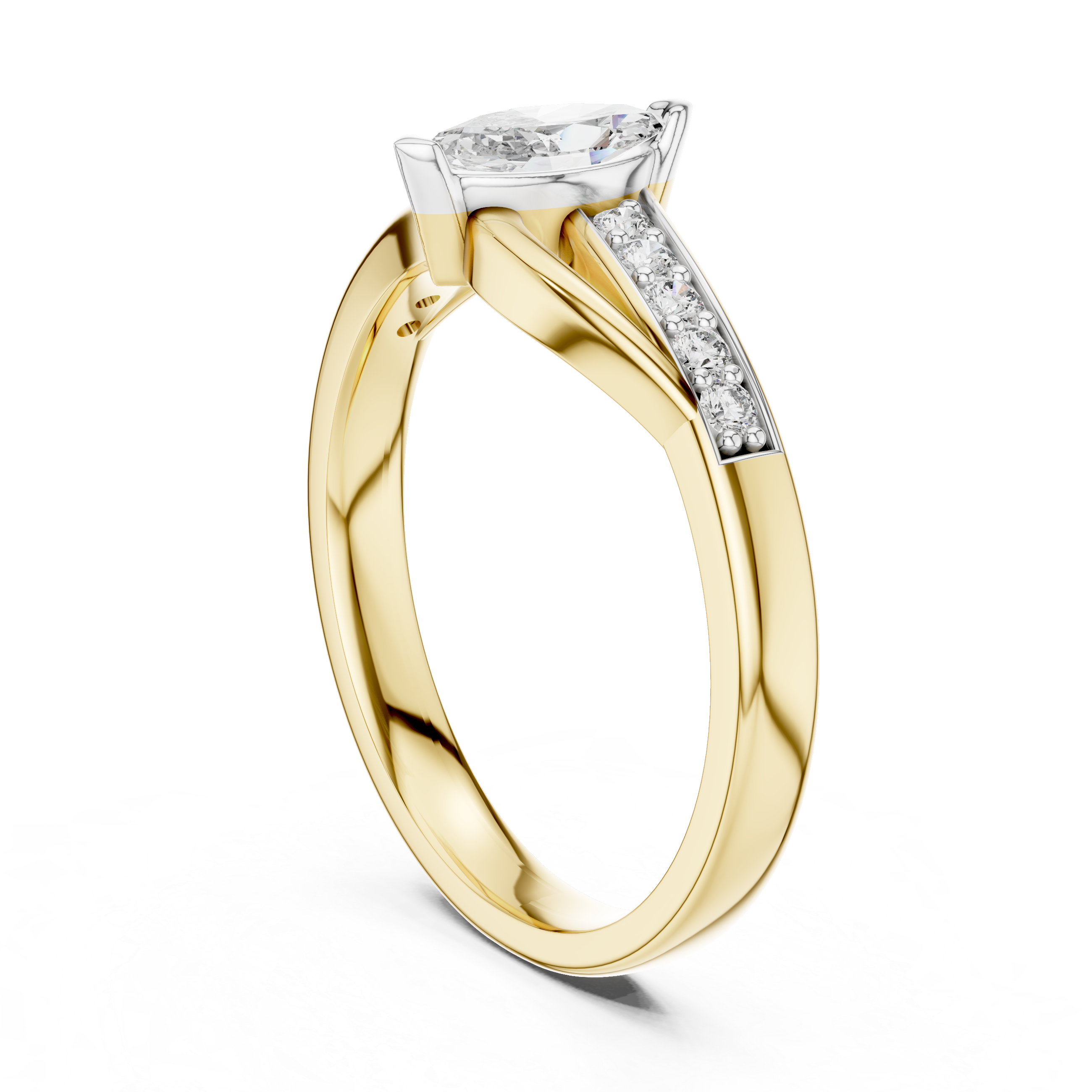 Marquise Cut Diamond Bypass Sweep Ring