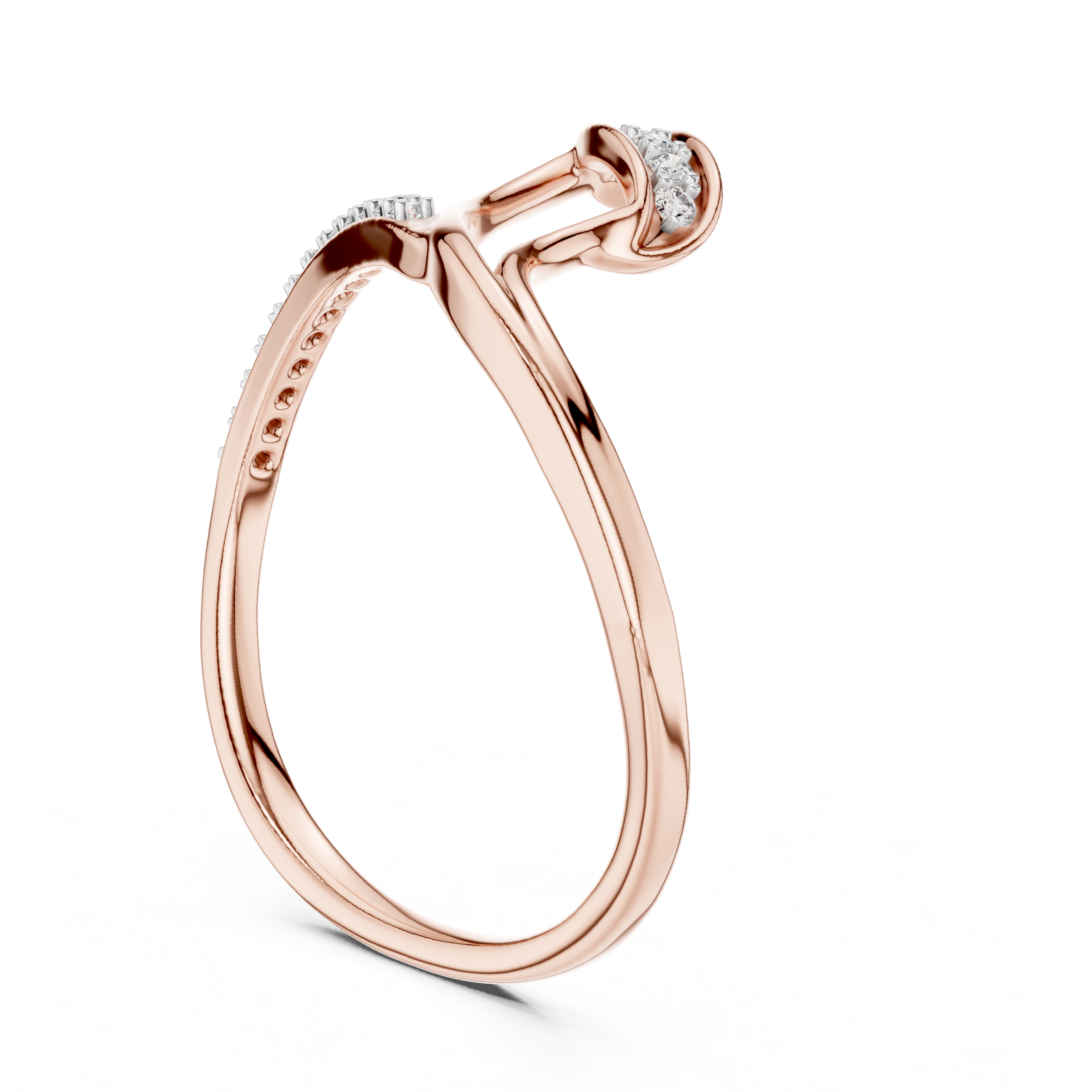 Abstract Wave Floating Diamond Bypass Ring