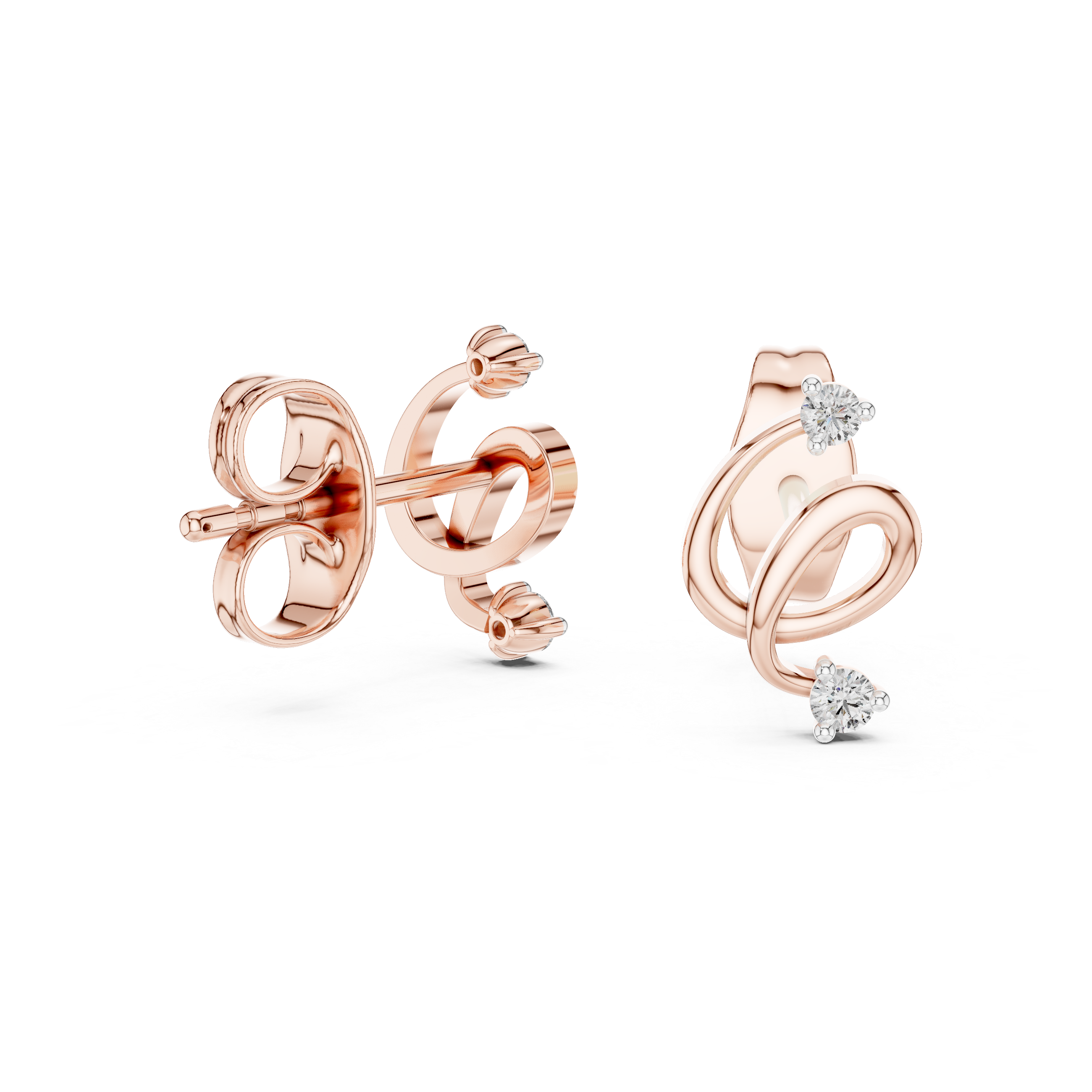 Elegant Spiral Ribbon Stud Earrings