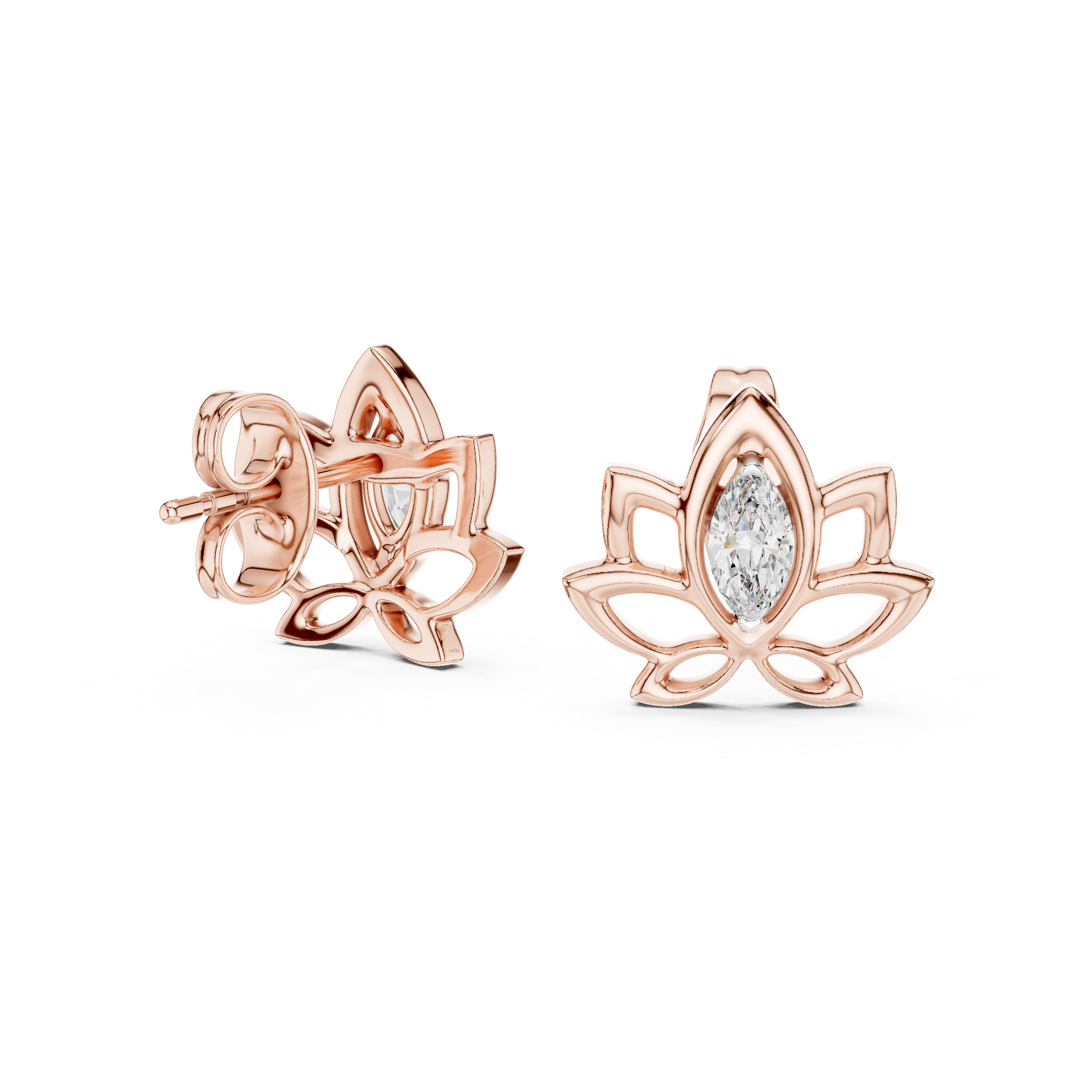 Elegant Lotus Marquise Stud Earrings