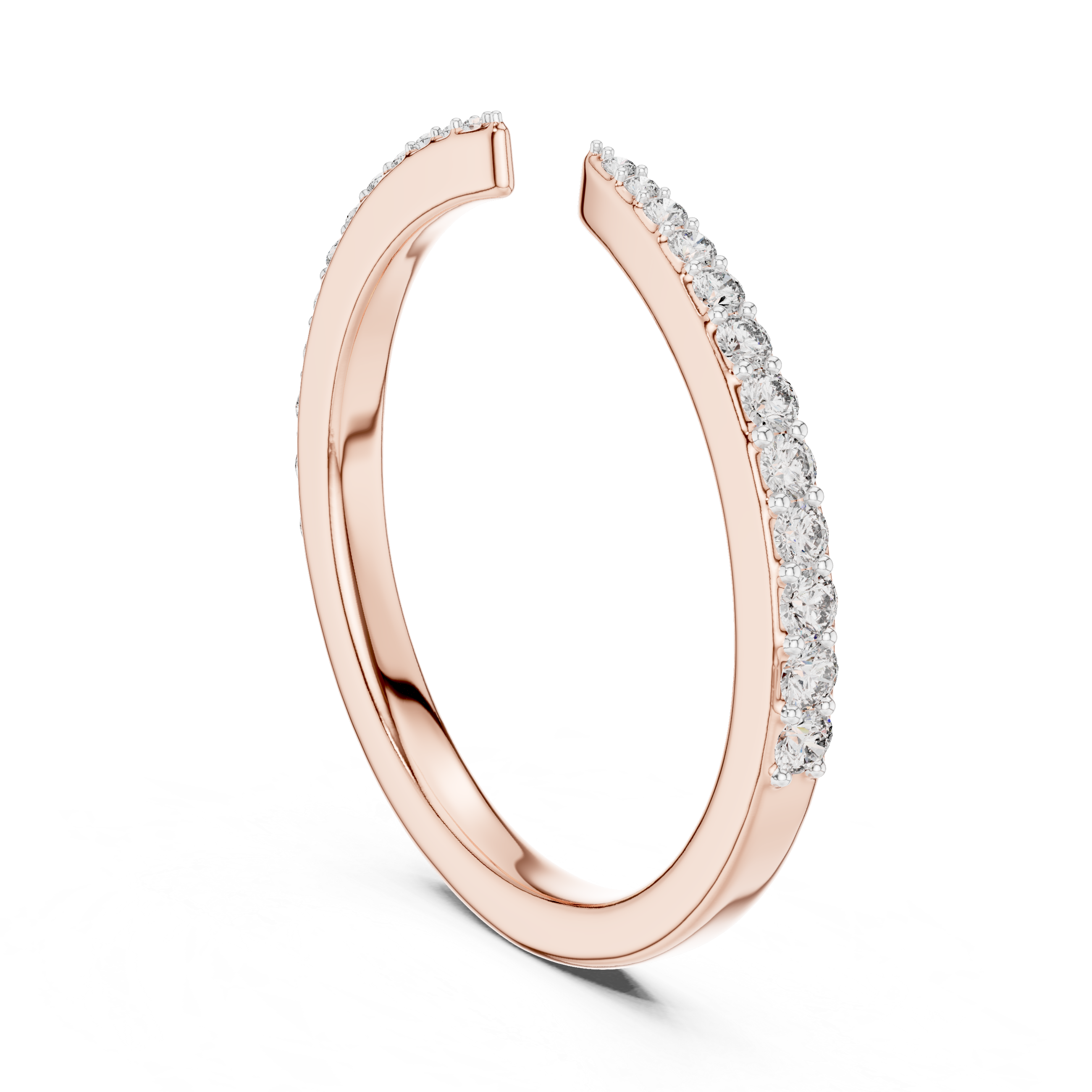 Floating Pave Split Stacking Ring - Open Cuff Diamond