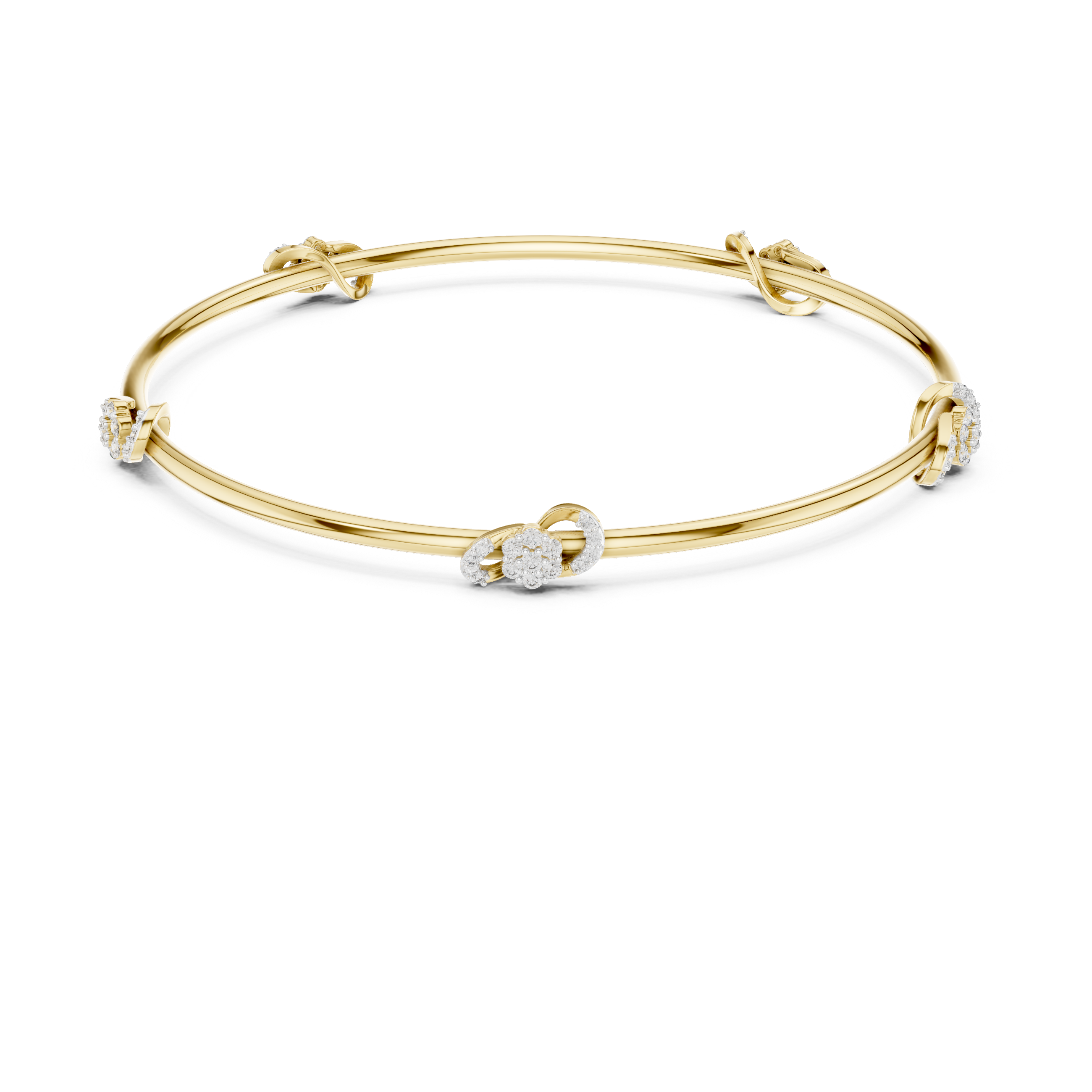 Multi-Station Diamond Flower Knot Station Bangle