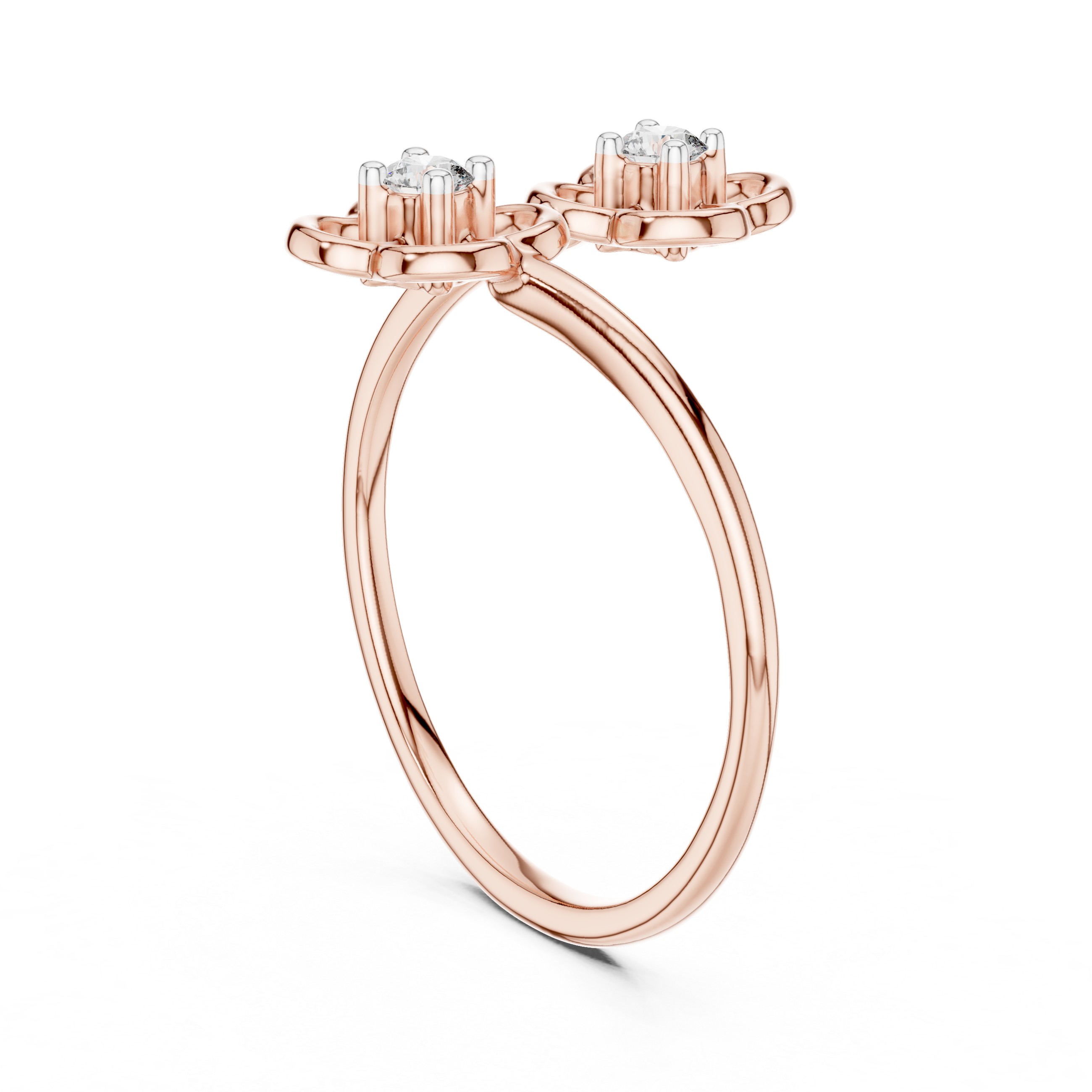 Toi et Moi Floral Open Bypass Ring