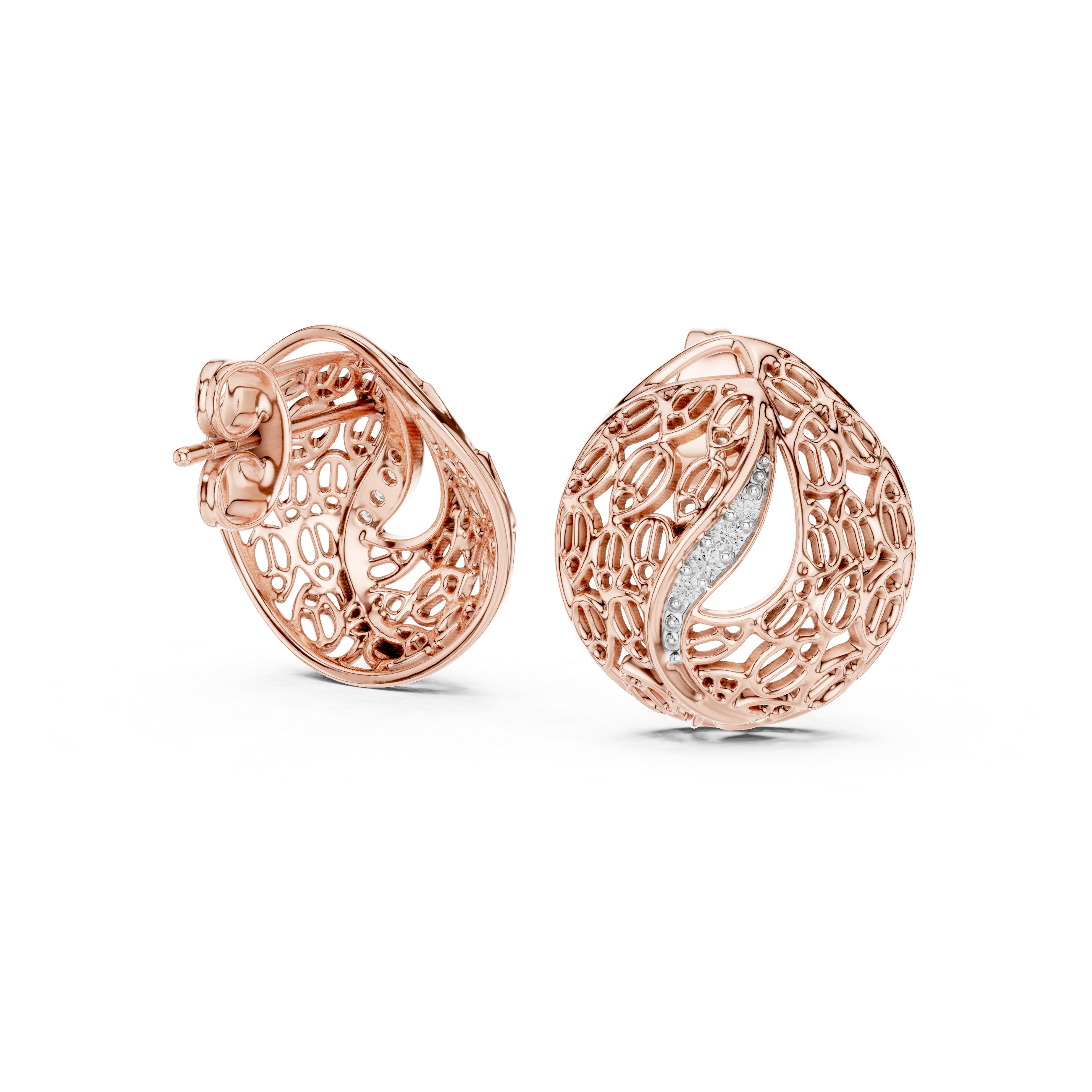 Vintage Openwork Filigree Dome Stud Earrings