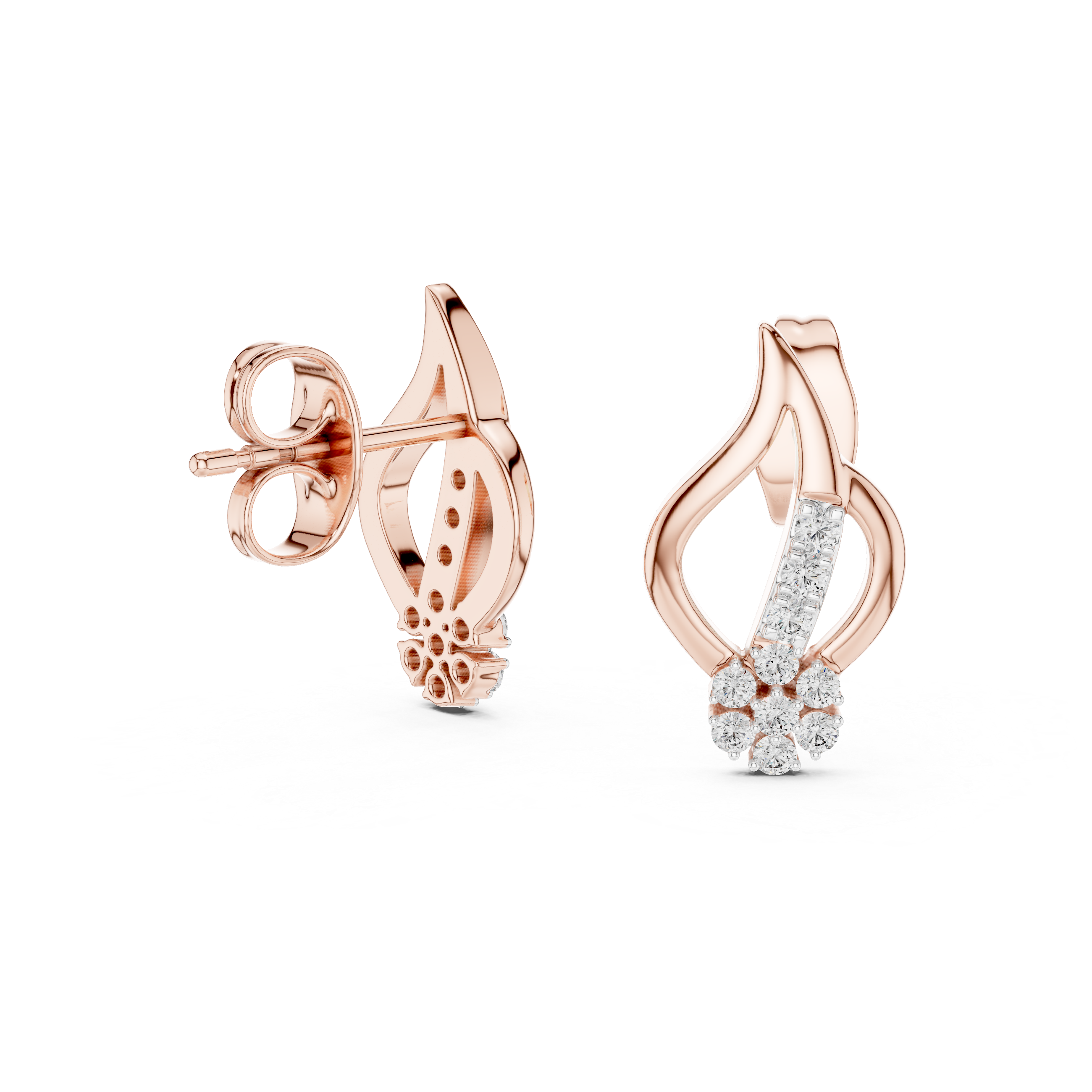 Abstract Wave Flower Stud Earrings