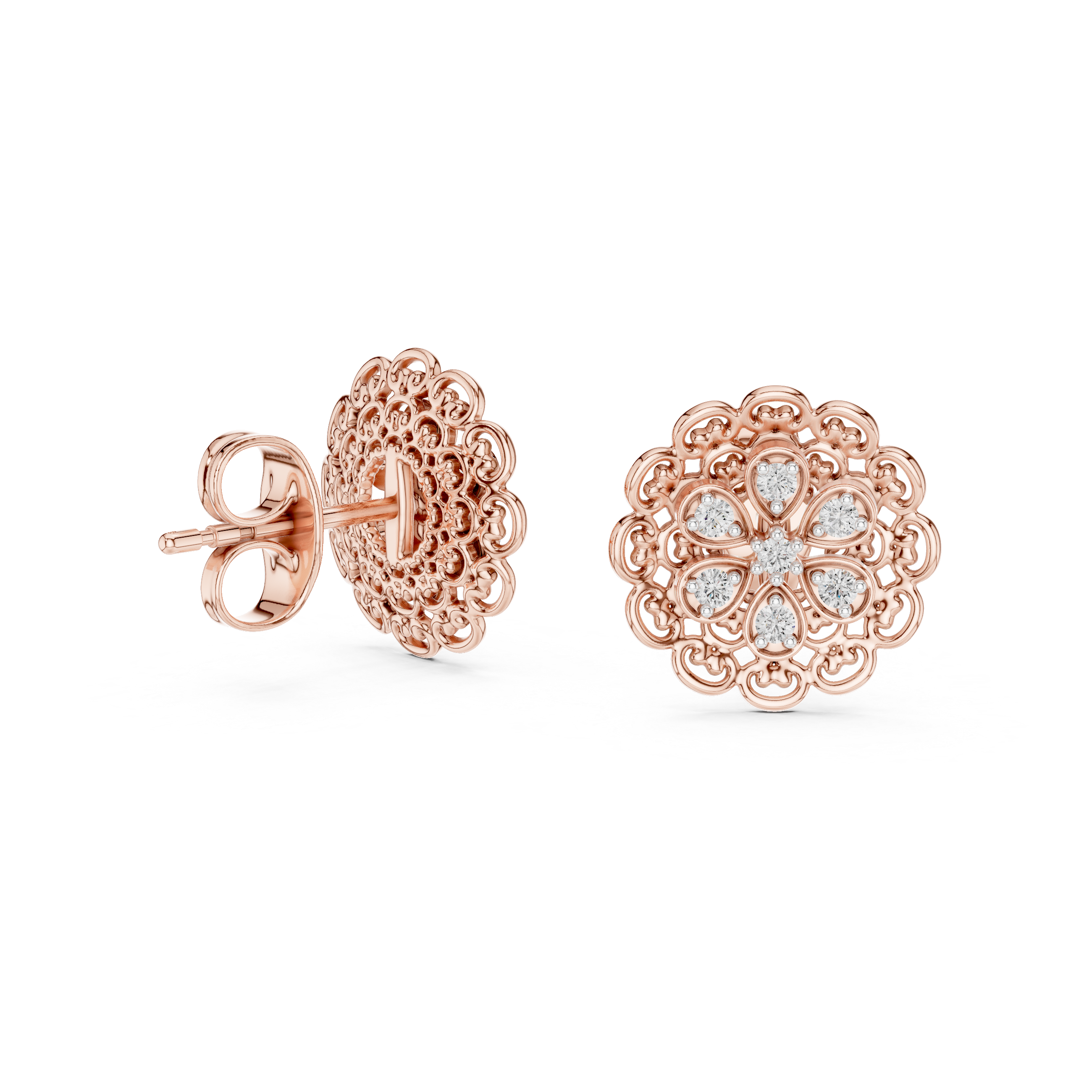Vintage Filigree Mandala Stud Earrings