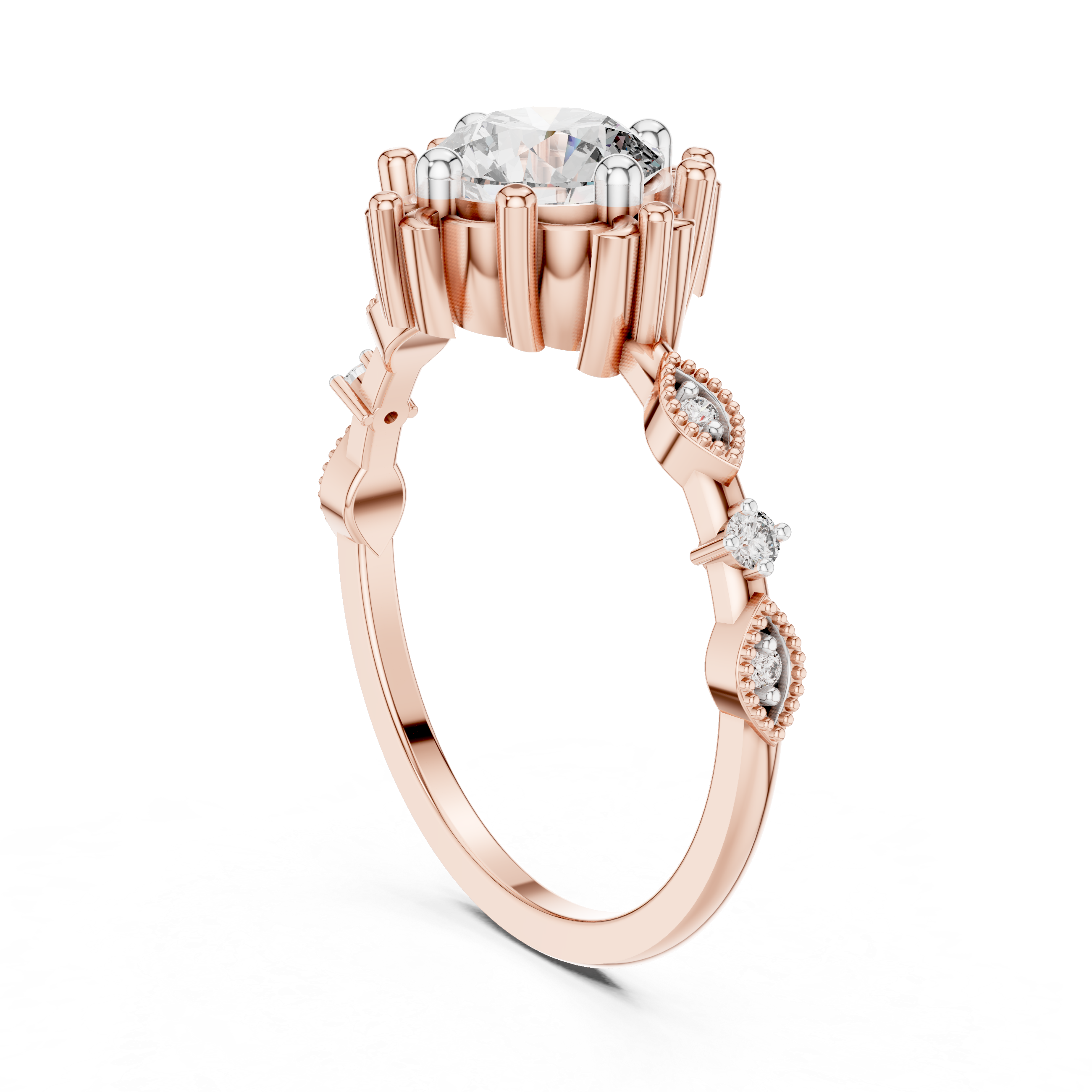 Vintage Empress Crown Solitaire Ring