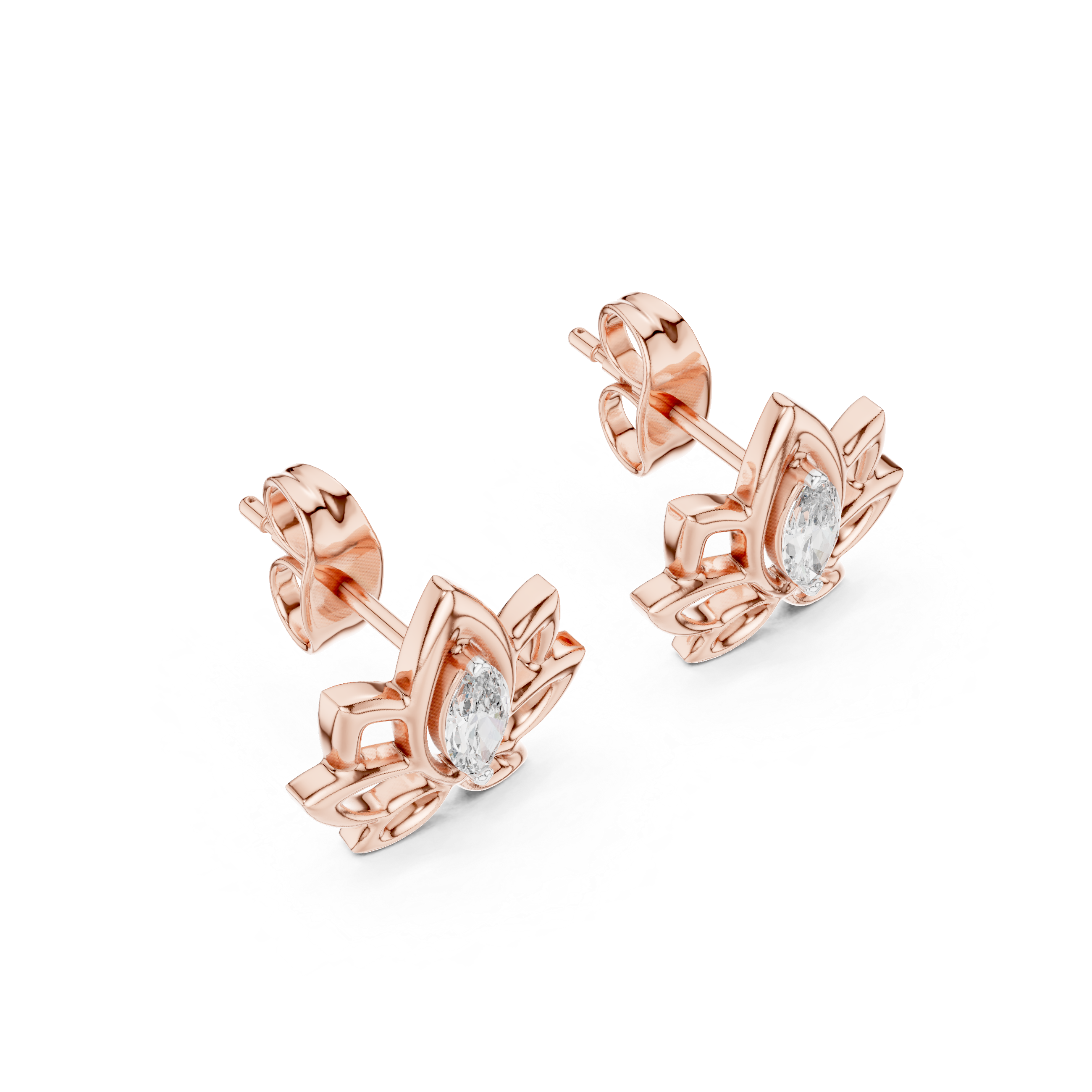 Elegant Lotus Marquise Stud Earrings