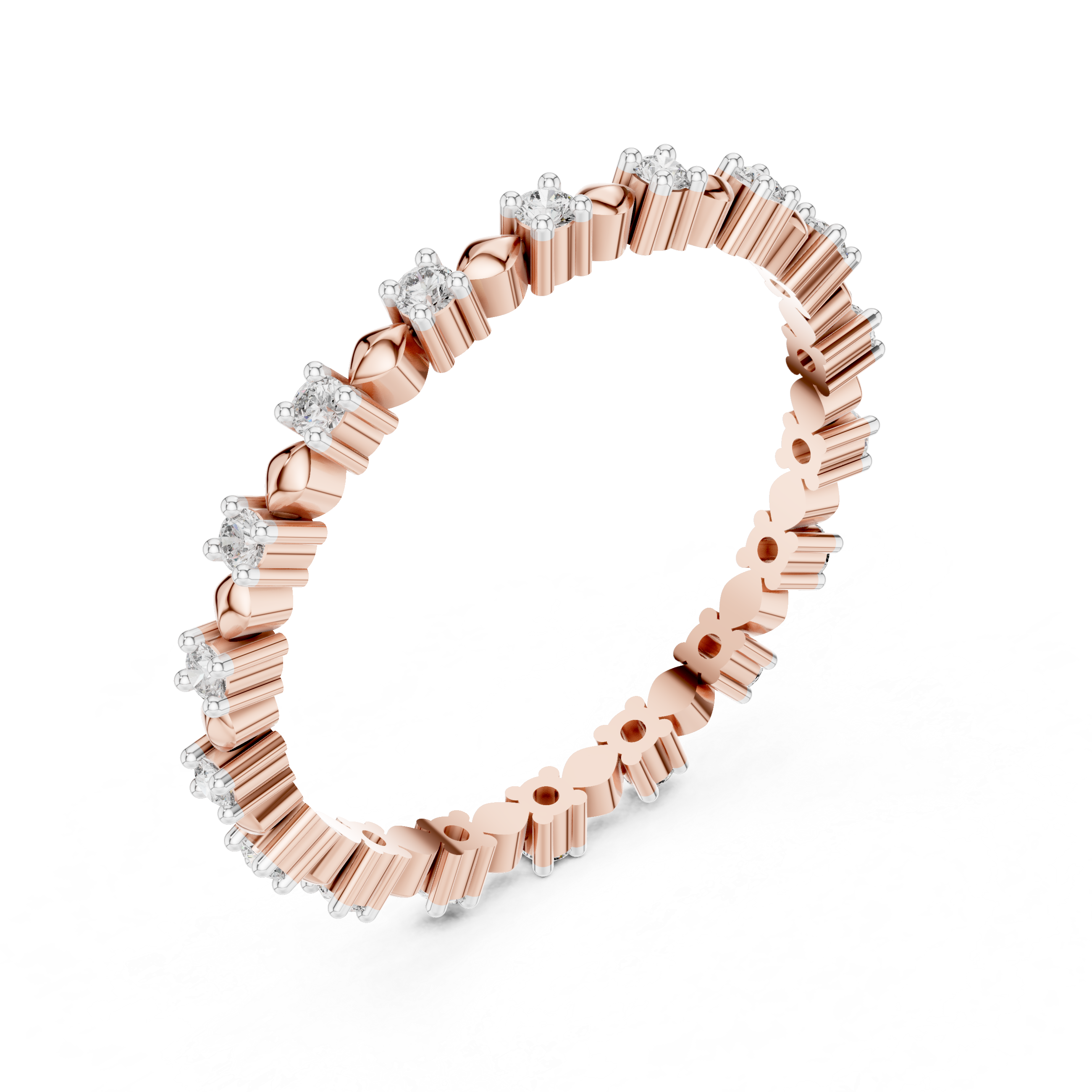Alternating Marquis Bead & Collet Eternity Band