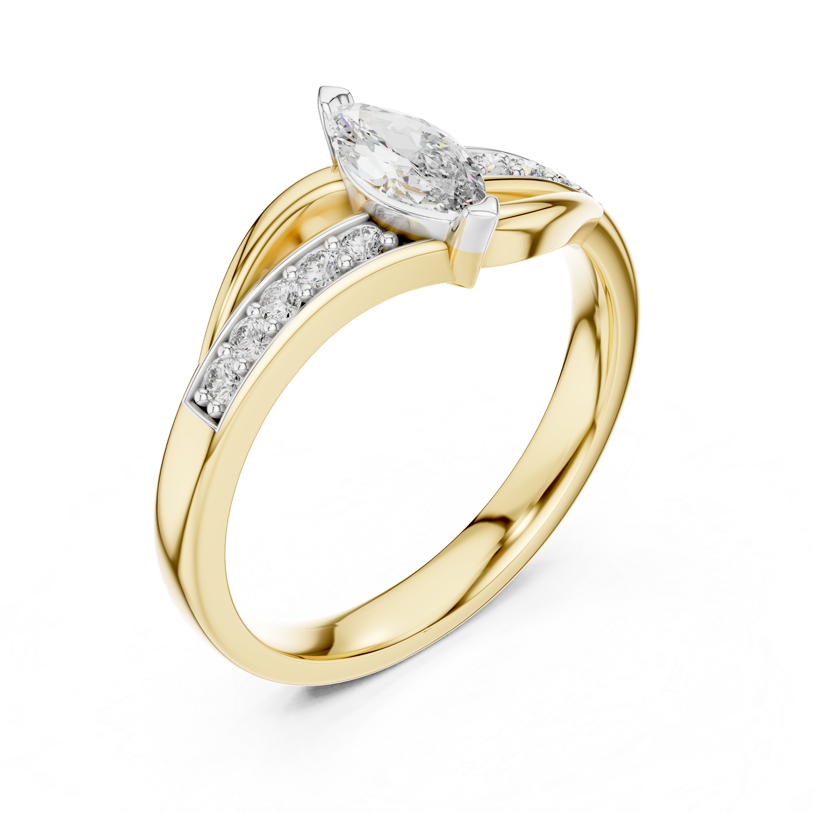 Marquise Cut Diamond Bypass Sweep Ring