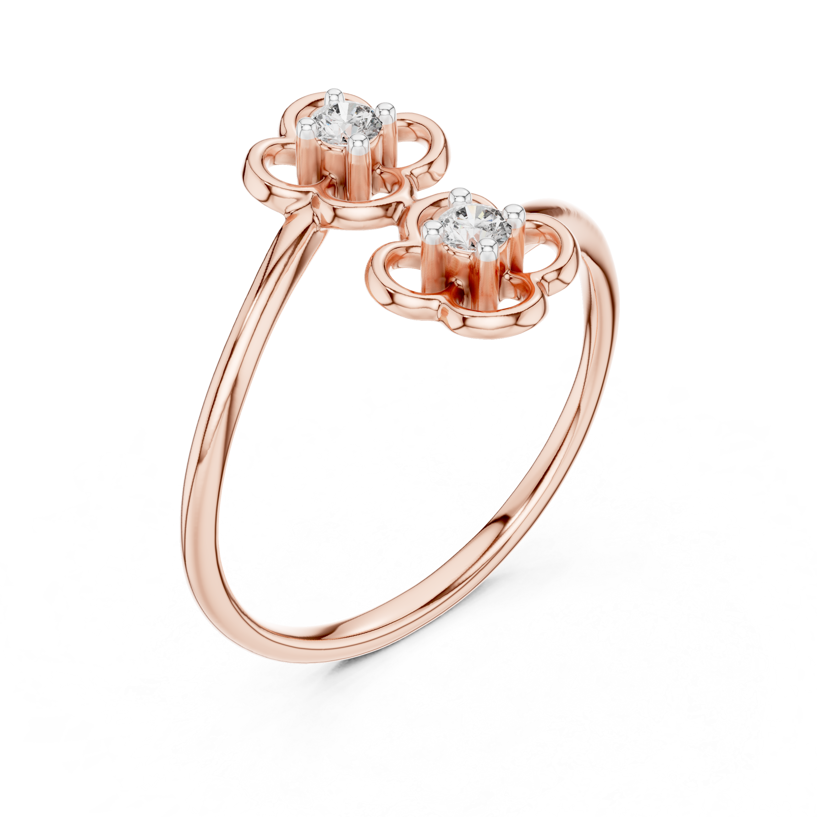 Toi et Moi Floral Open Bypass Ring