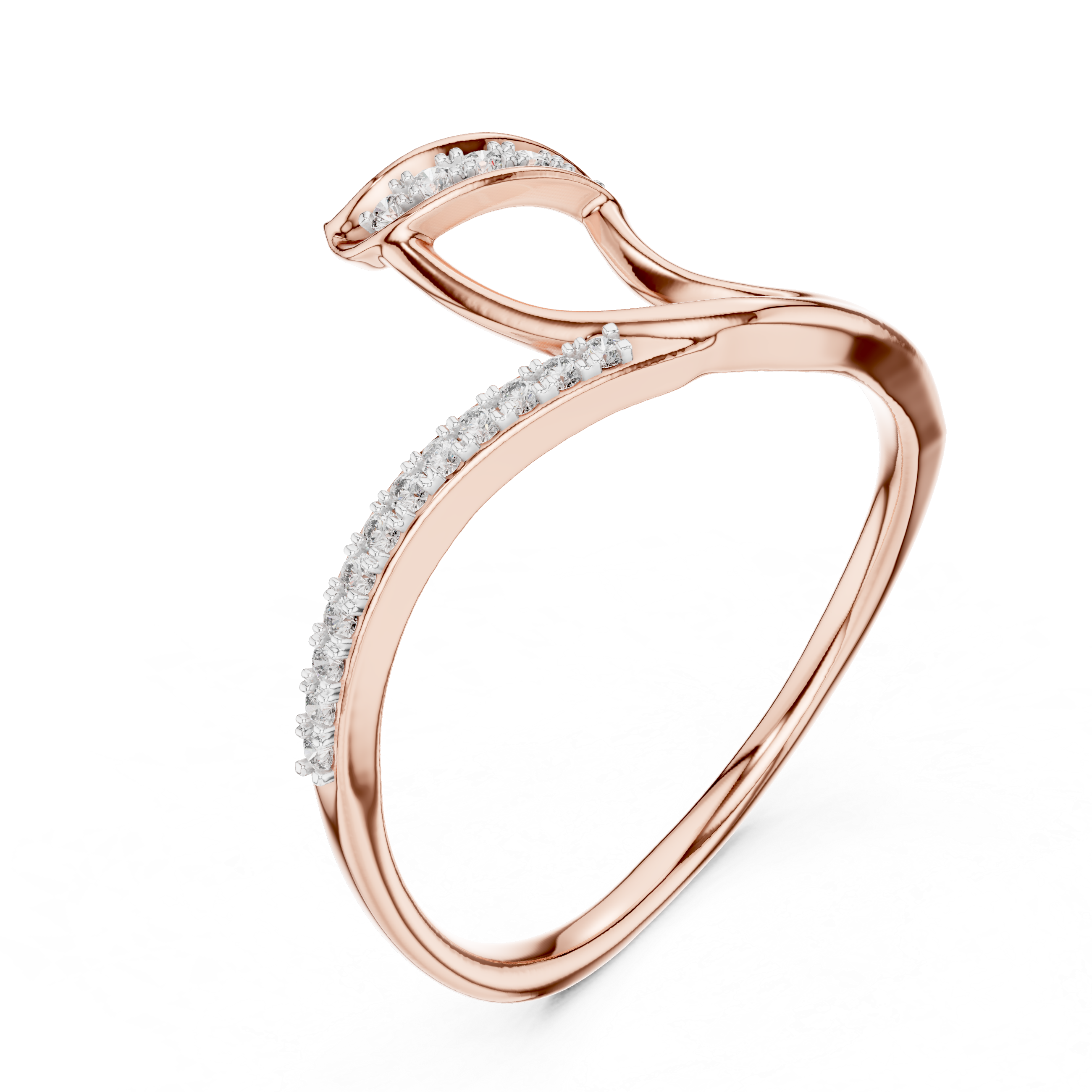 Abstract Wave Floating Diamond Bypass Ring