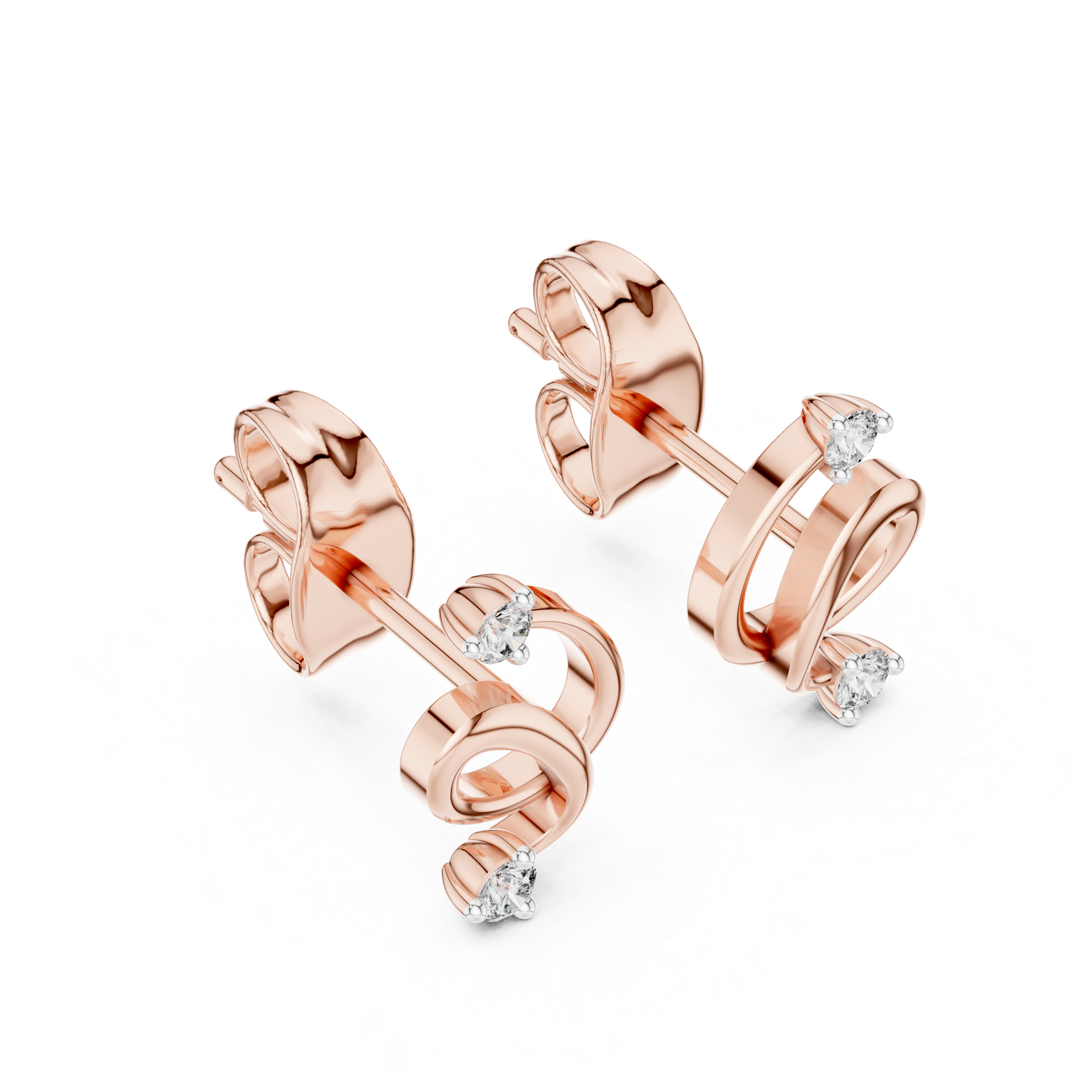 Elegant Spiral Ribbon Stud Earrings