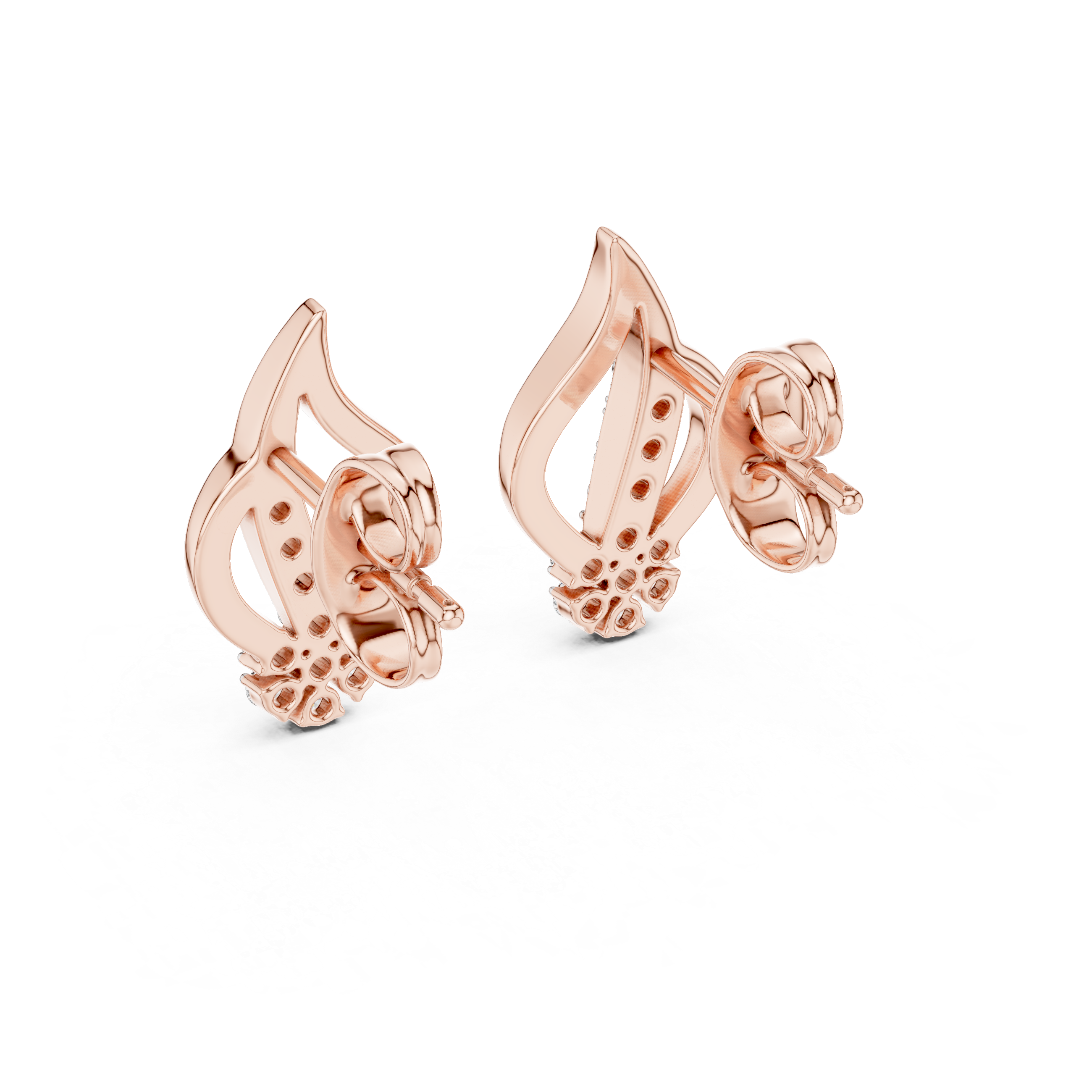 Abstract Wave Flower Stud Earrings